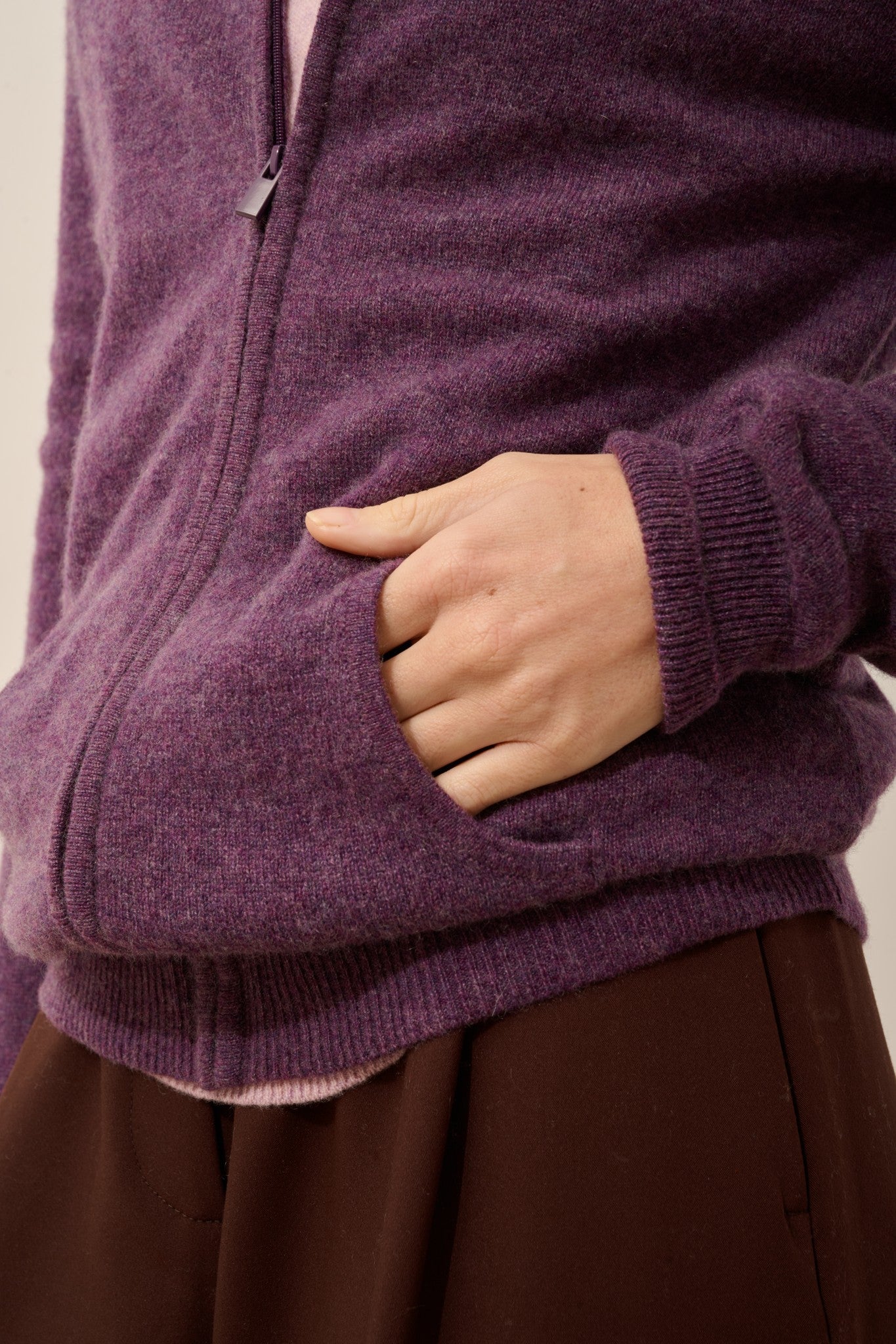 ayr gilet zippé col montant violet chiné