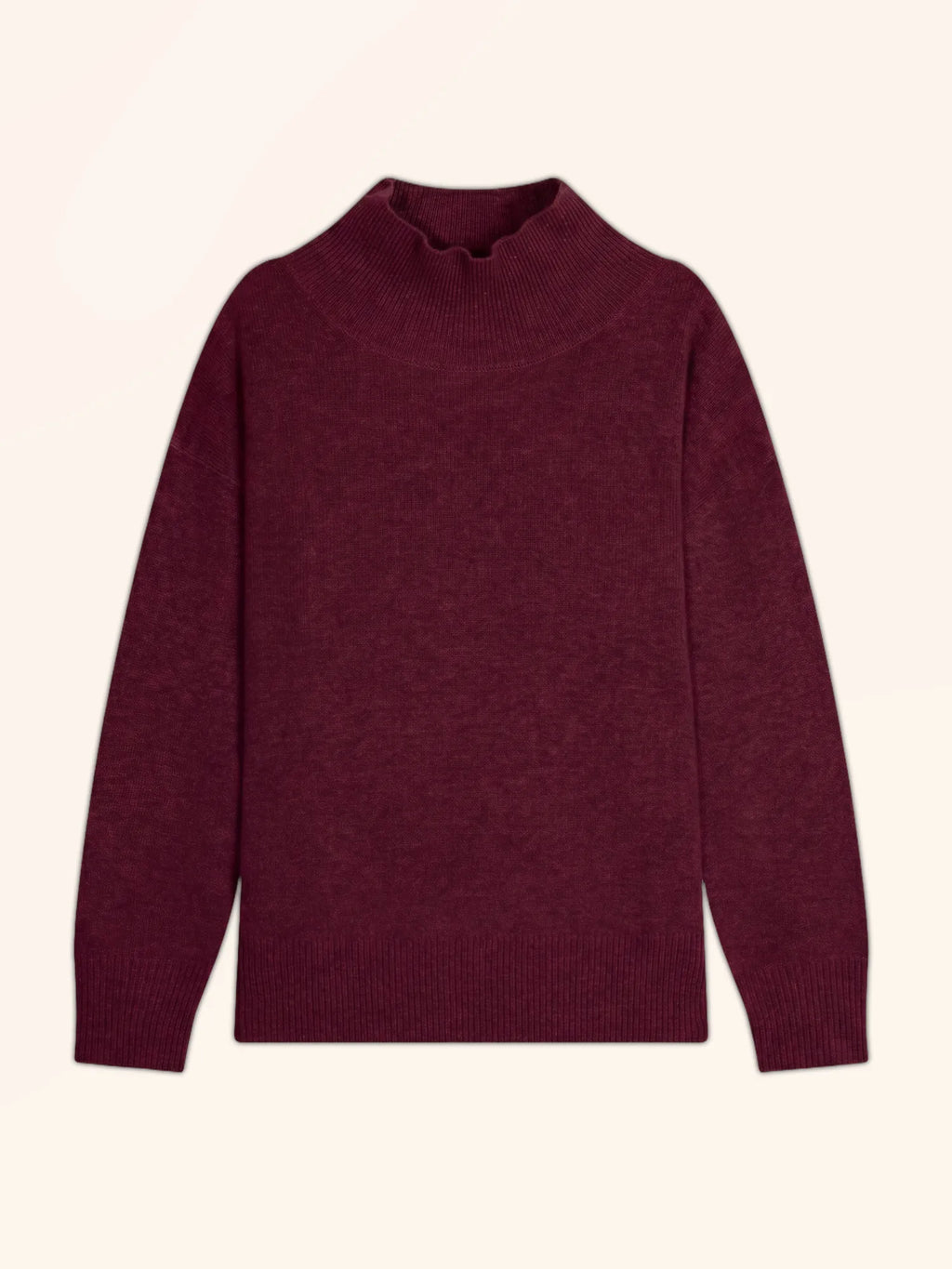 ROMY Pull Col Montant 4 Fils Bordeaux