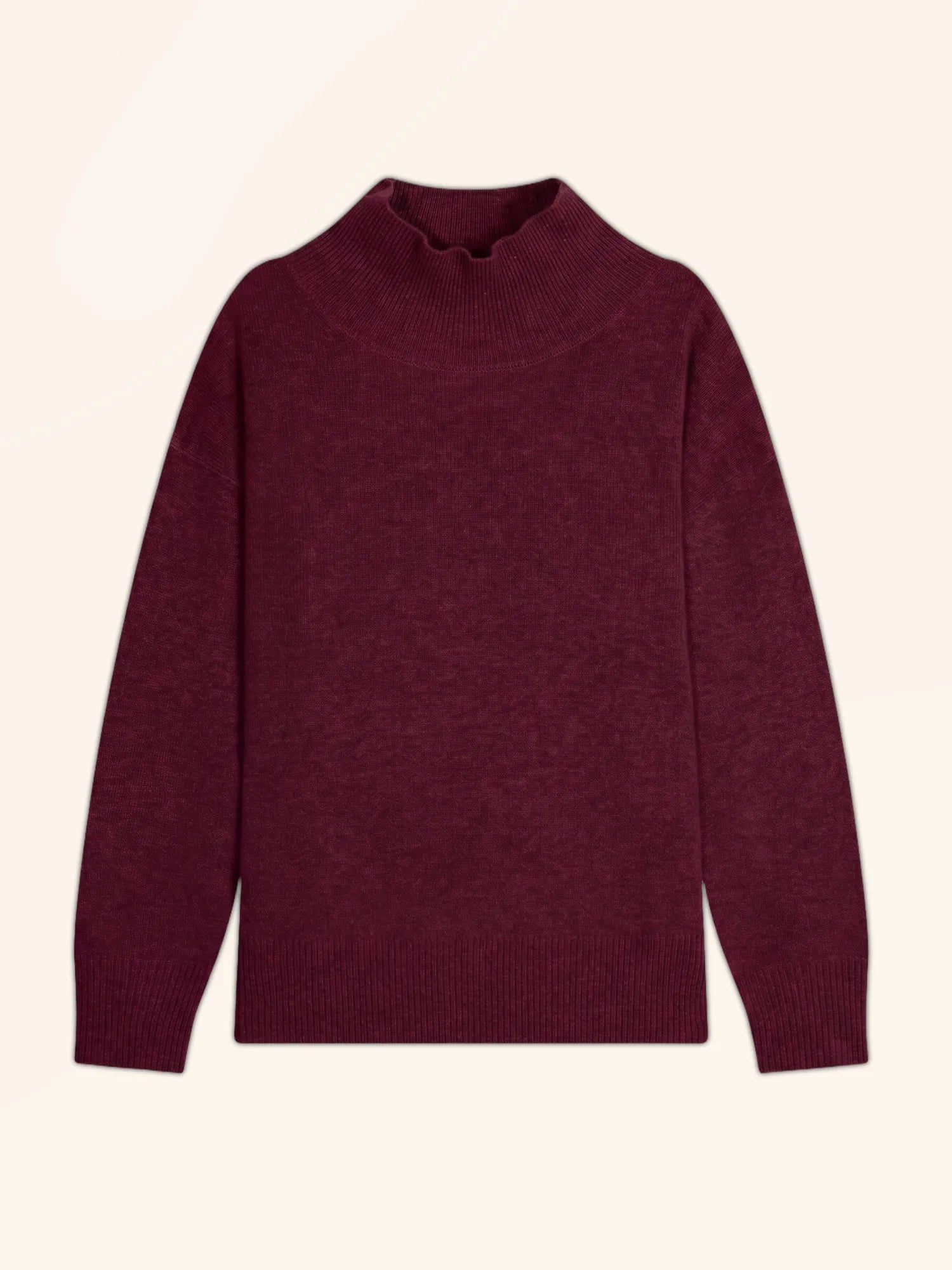ROMY Pull Col Montant 4 Fils Bordeaux