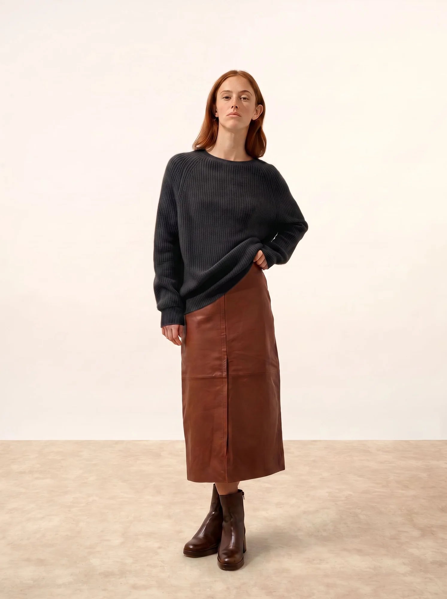 FRIO Pull Col Rond 4 Fils Noir