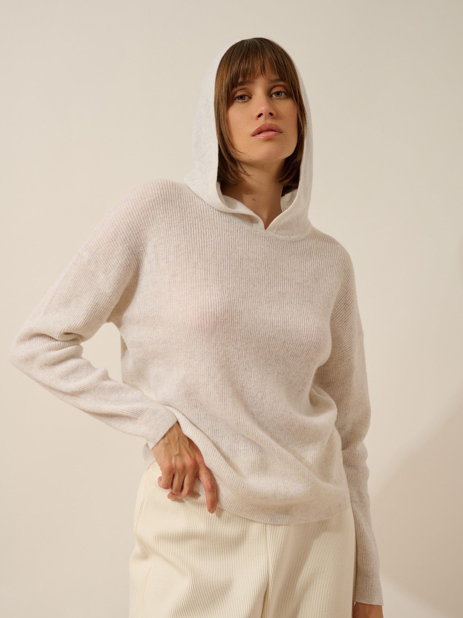 beele white heather hoodie