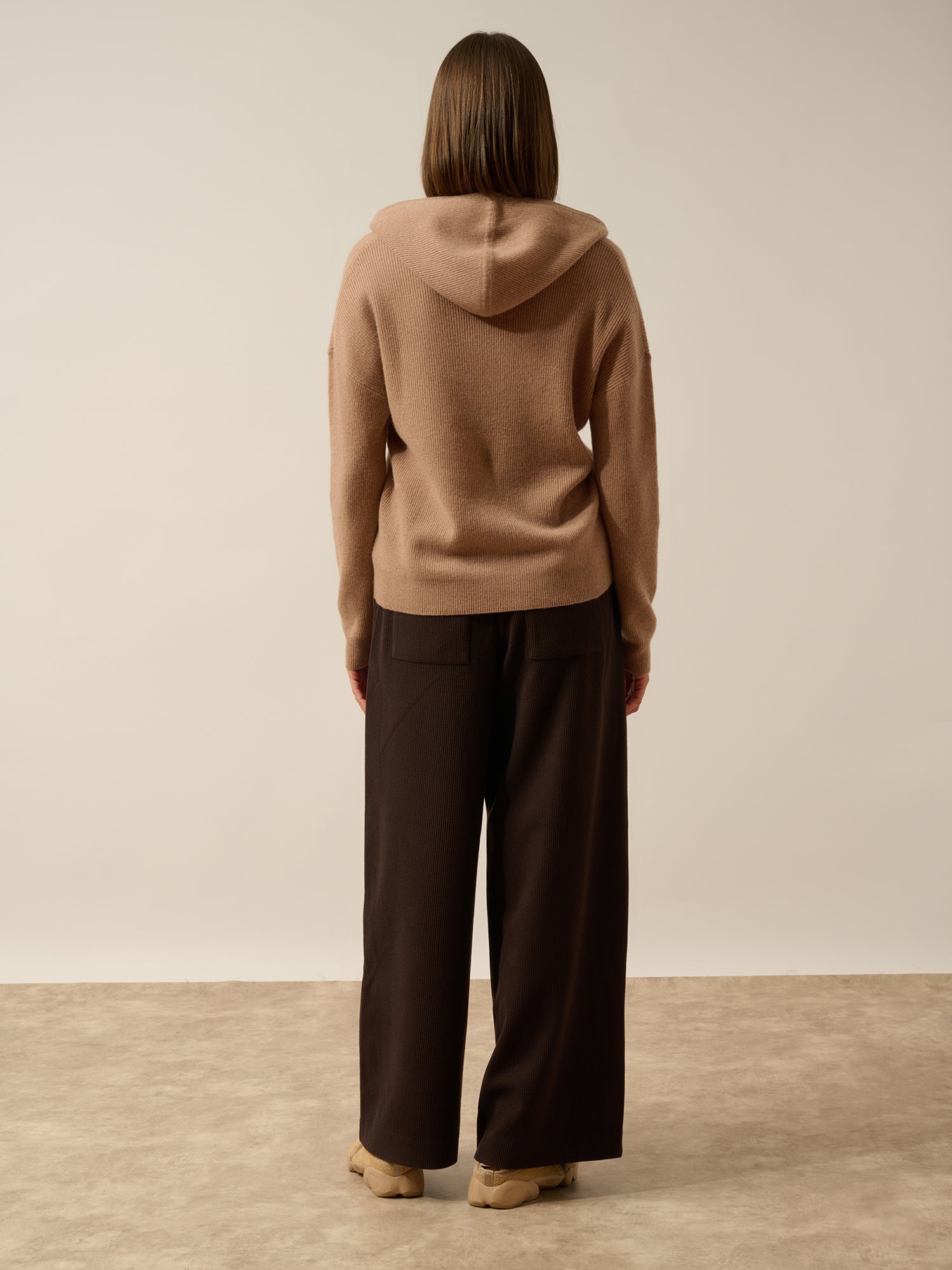 BEELE pull capuche camel chiné