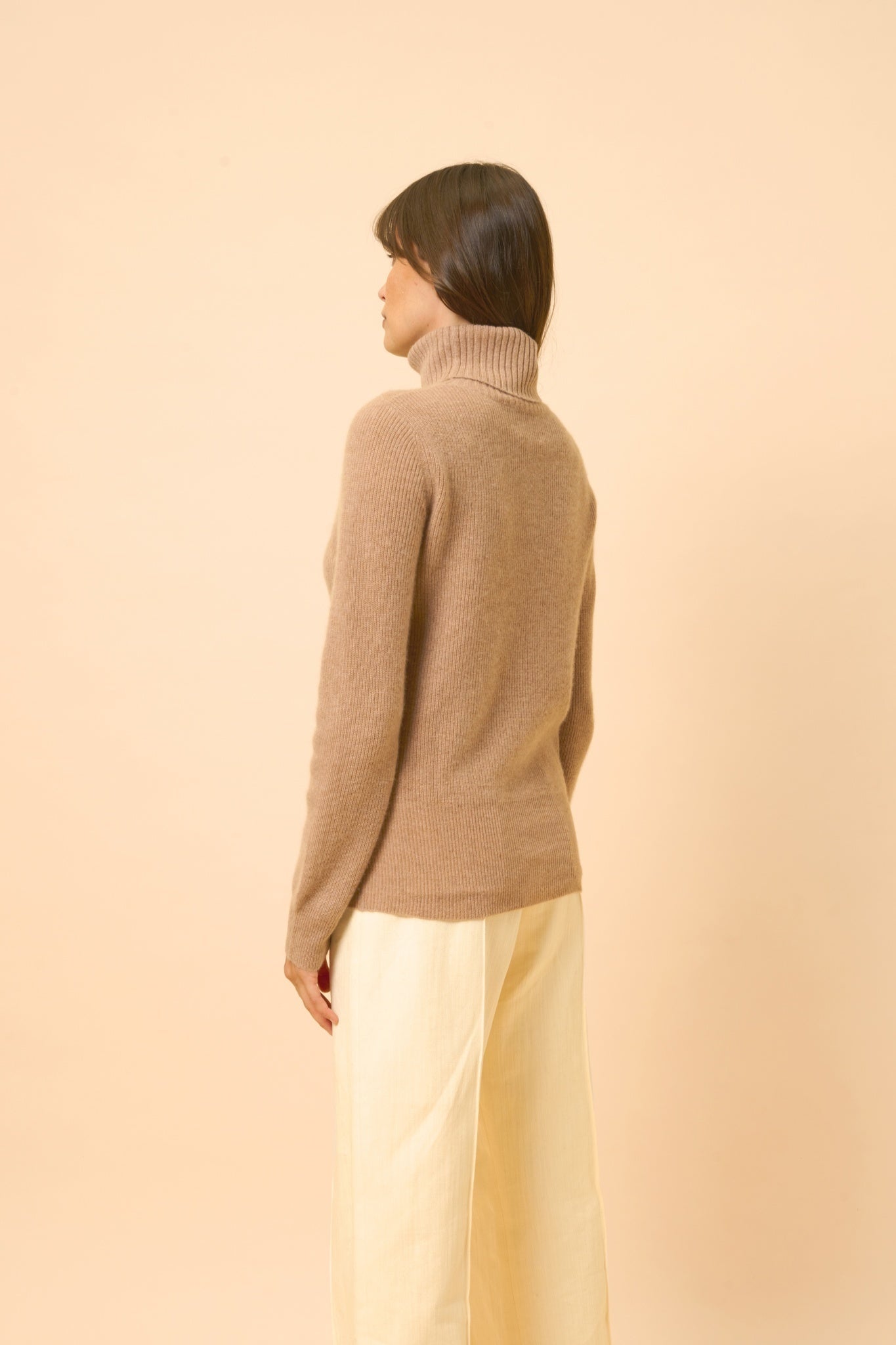 BILLY pull col roulé camel chiné