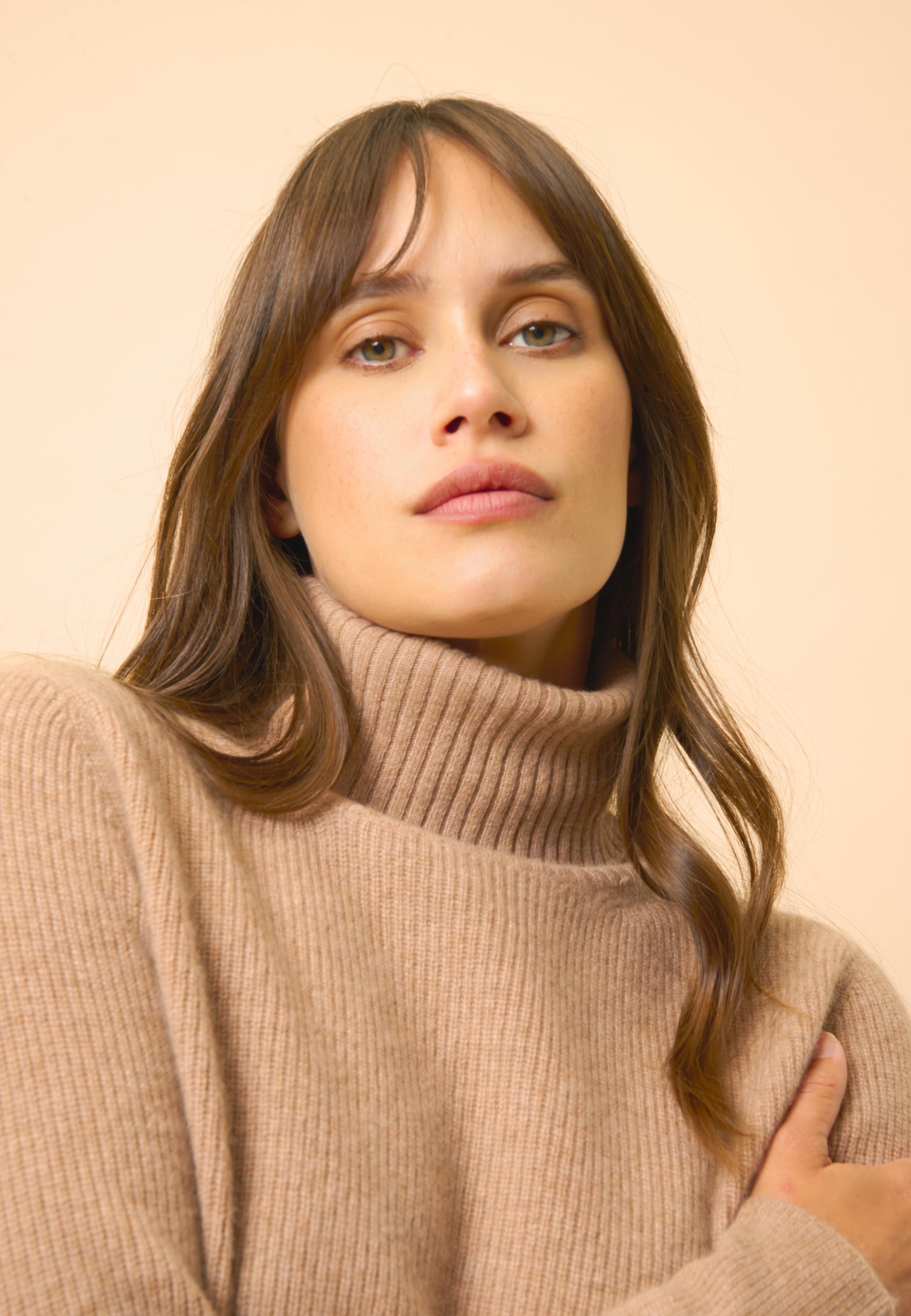 BILLY turtleneck sweater camel mottled