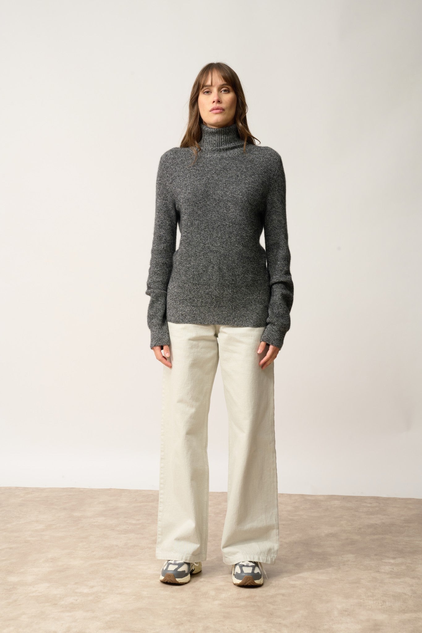 billy pull col roulé noir/blanc