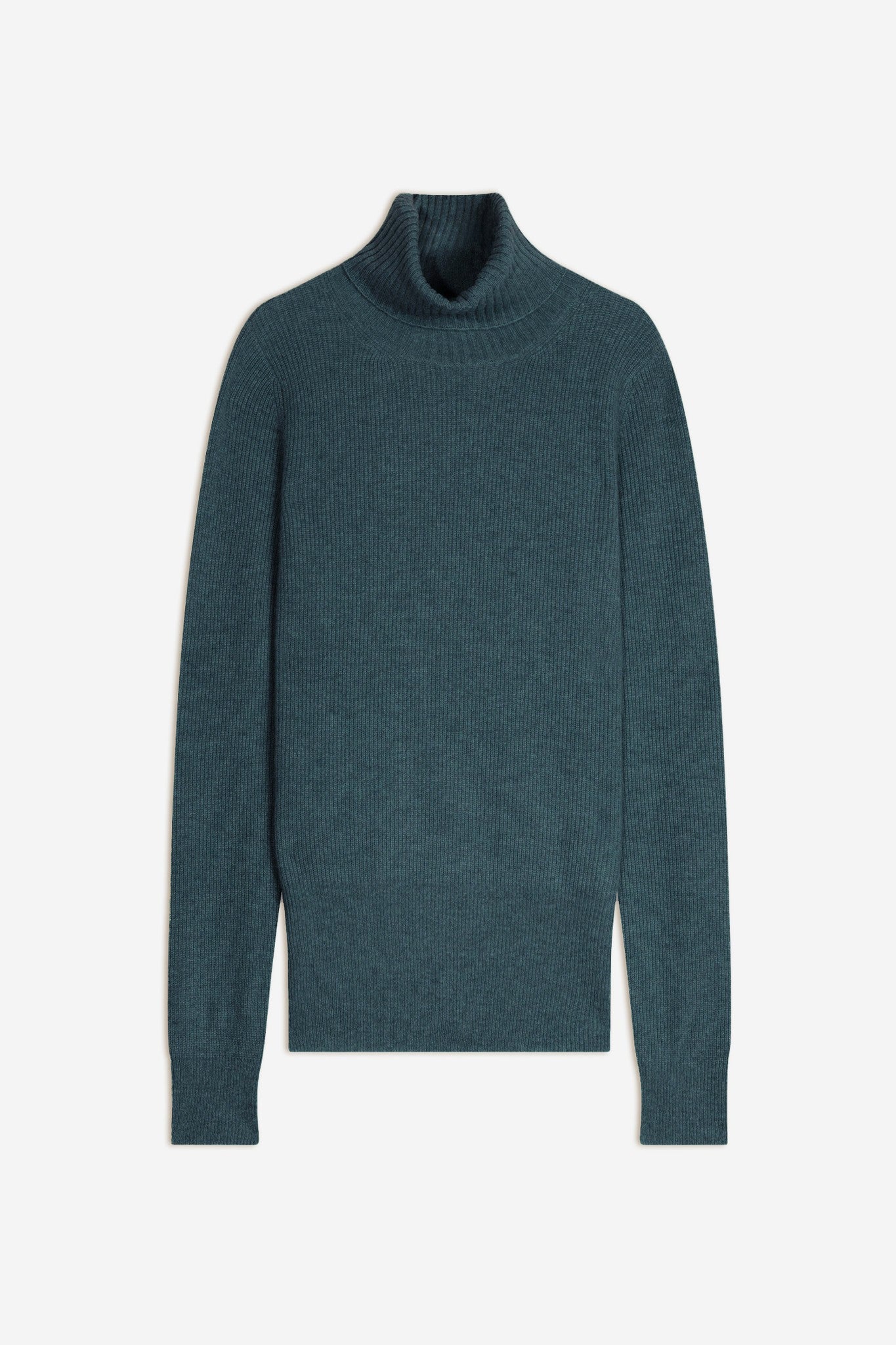 billy pull col roulé vert canard chiné