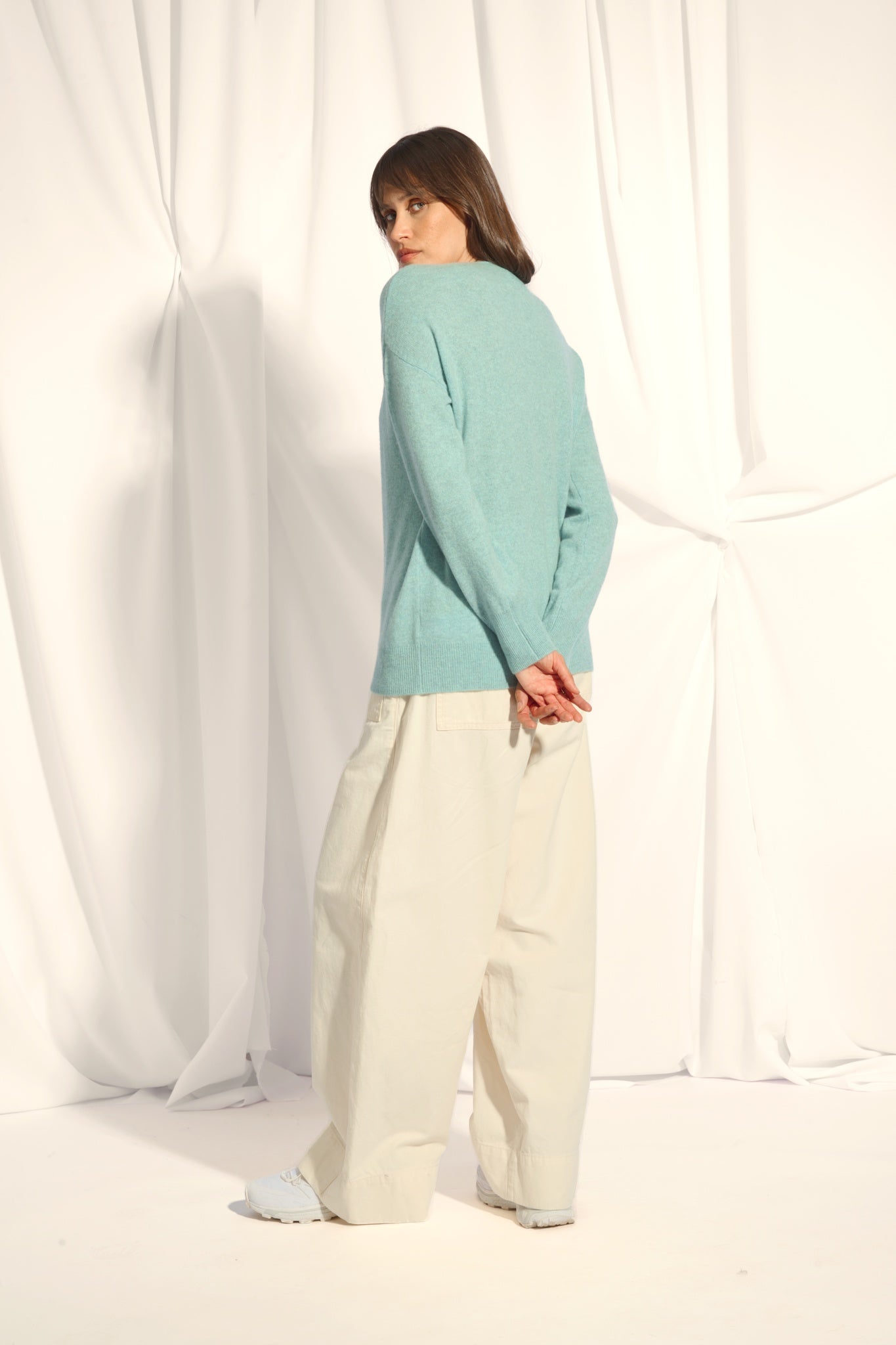 BIRSE pull col v aqua chiné