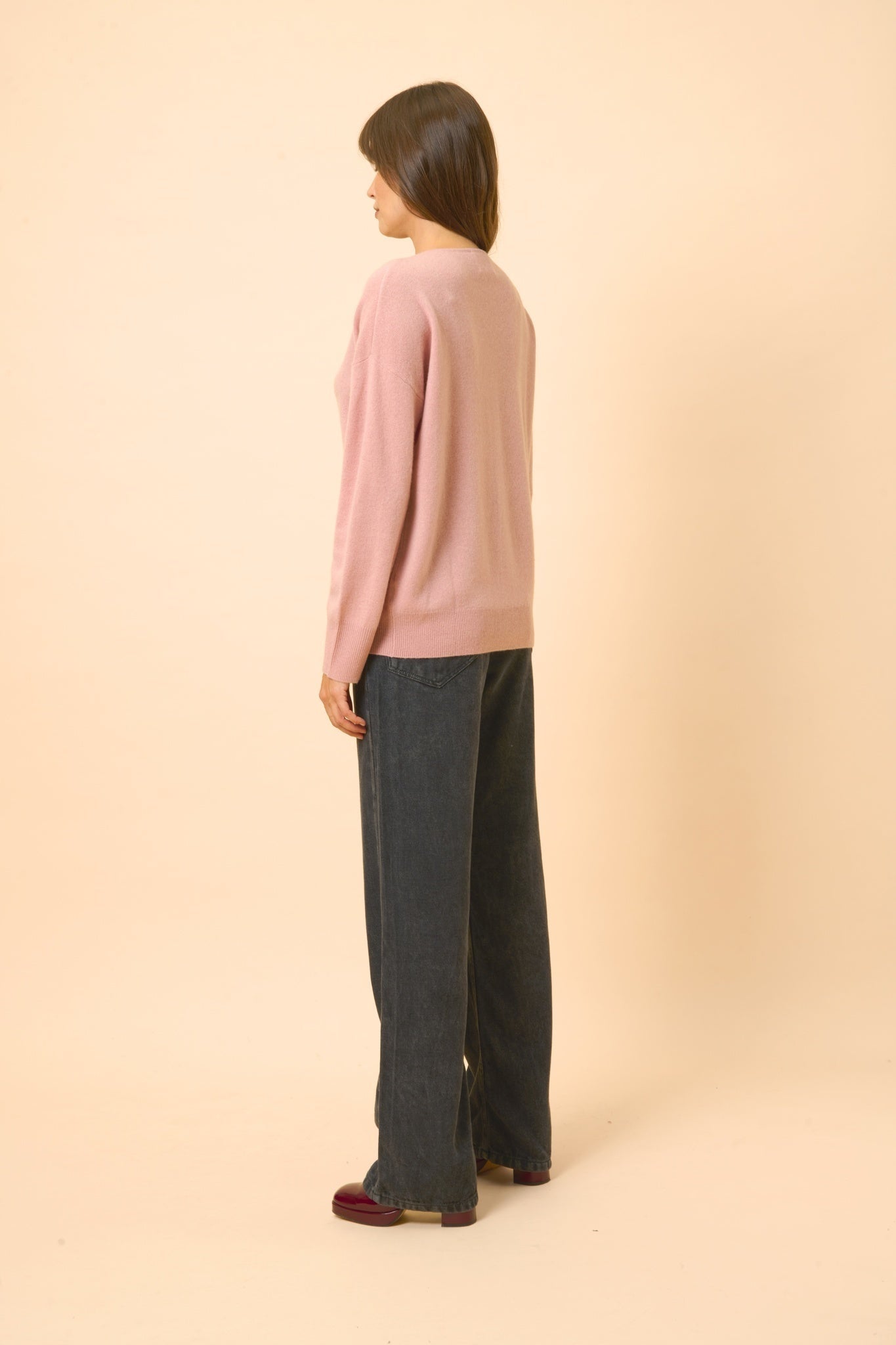 BIRSE pull col v bois de rose