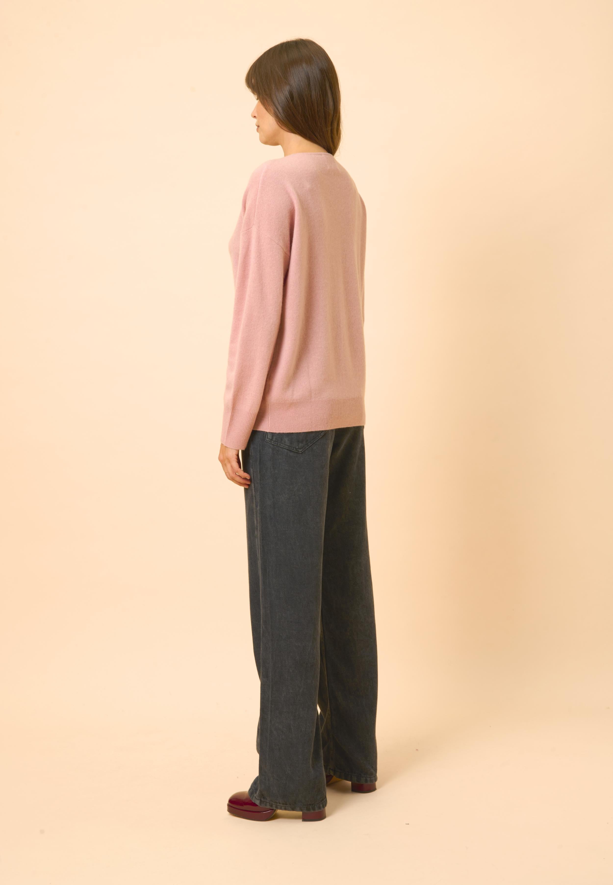 BIRSE pull col v bois de rose