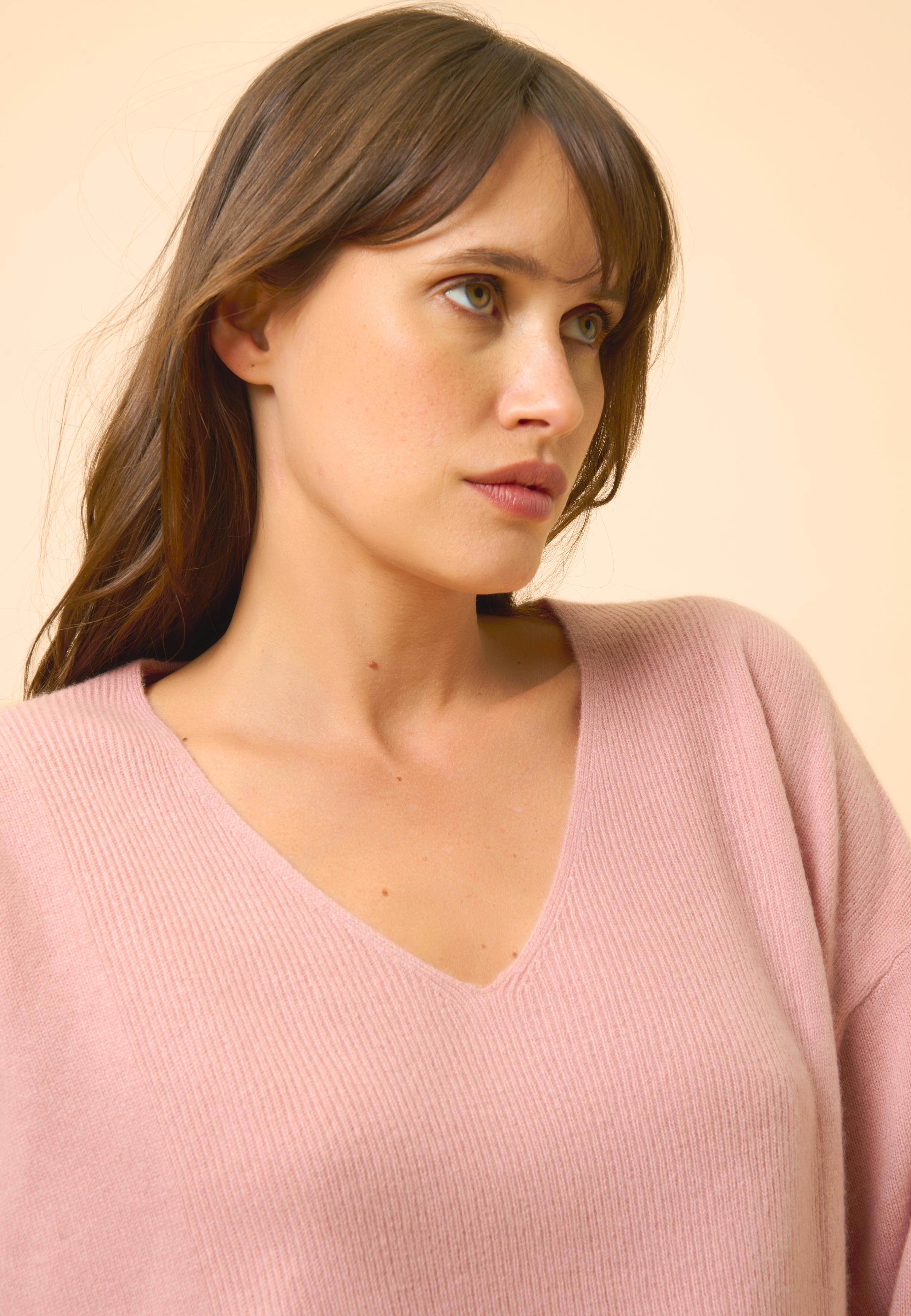 BIRSE pull col v bois de rose