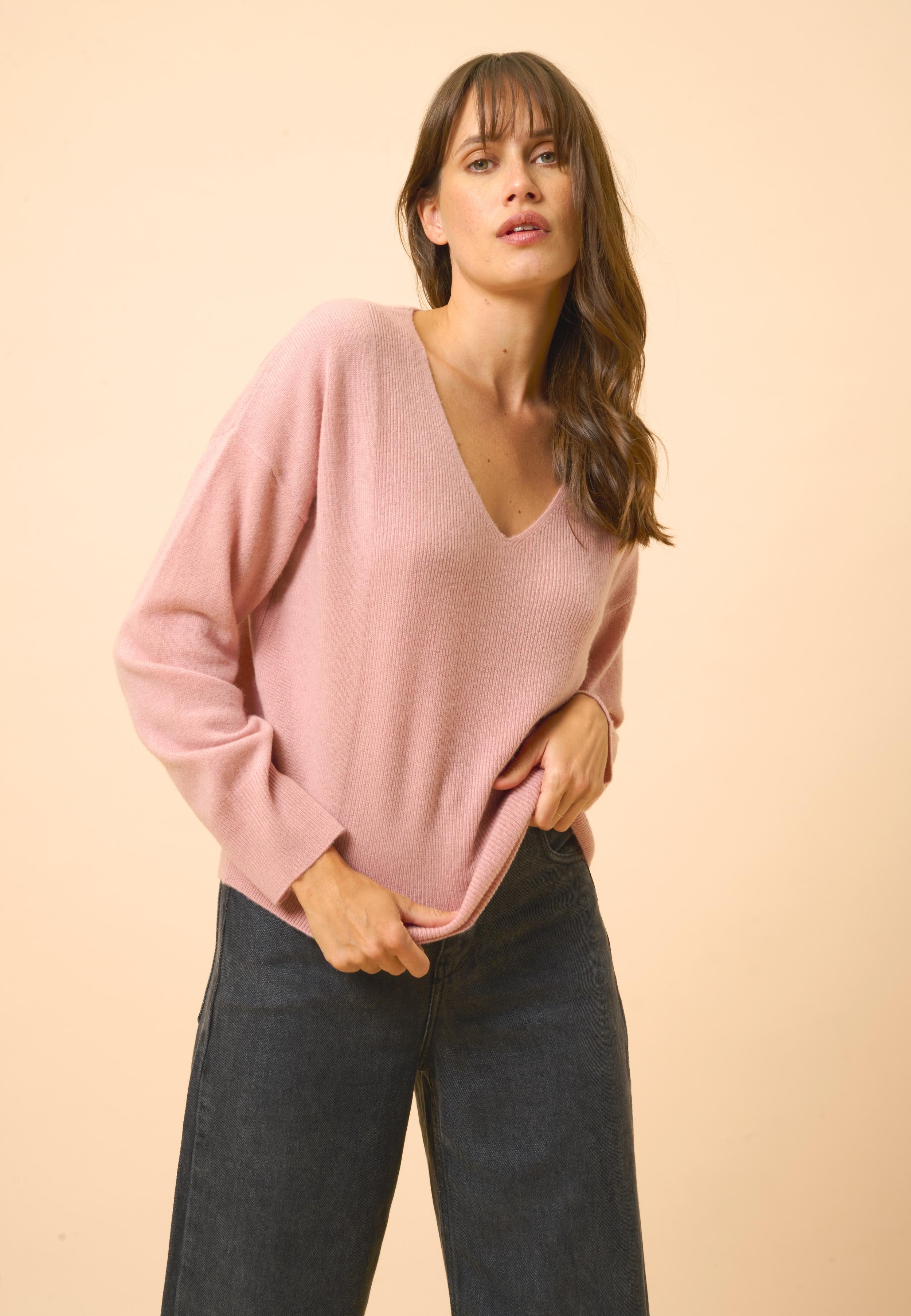 BIRSE pull col v bois de rose