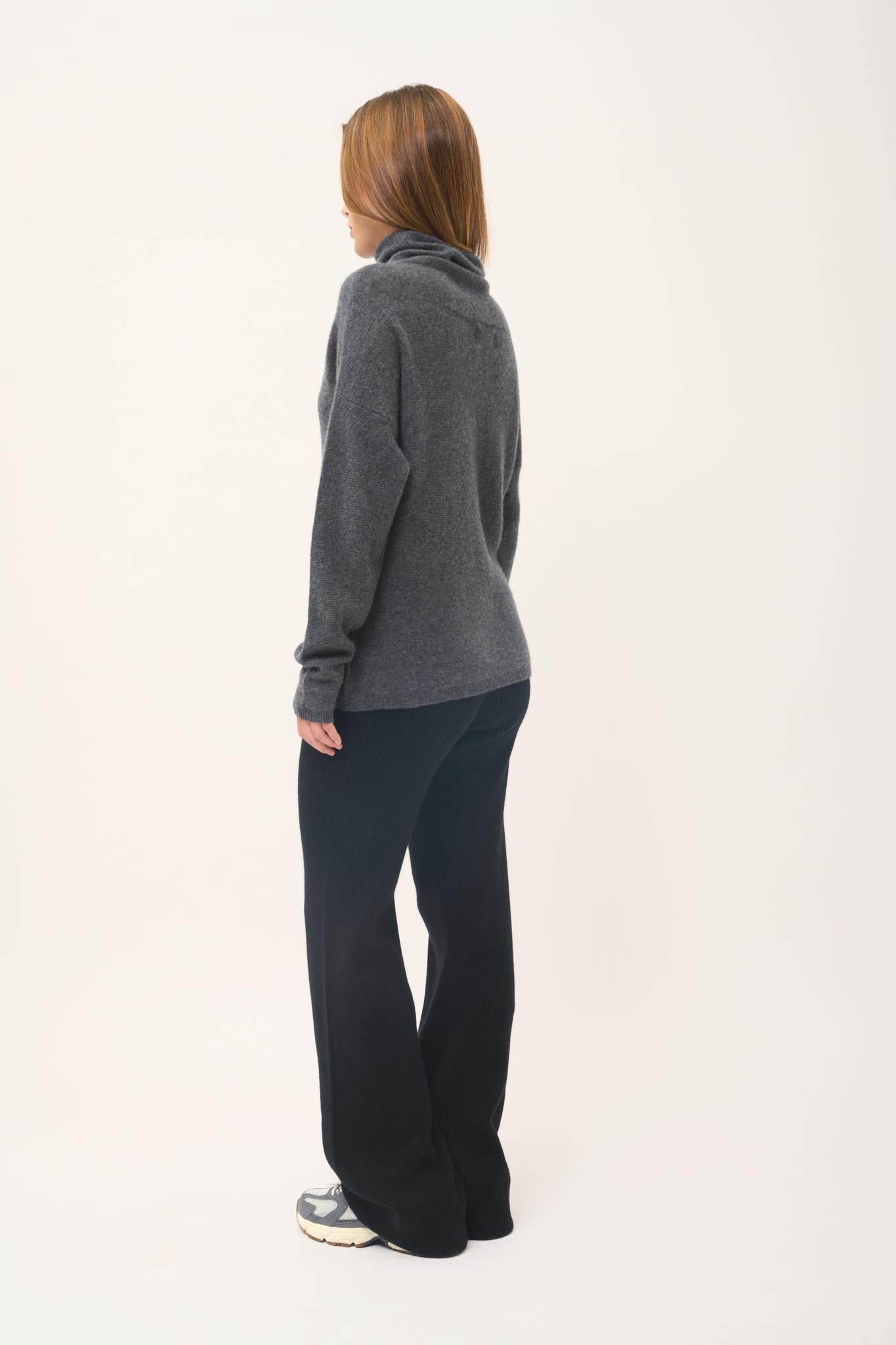 BLANTYRE pull col roulé anthracite chiné