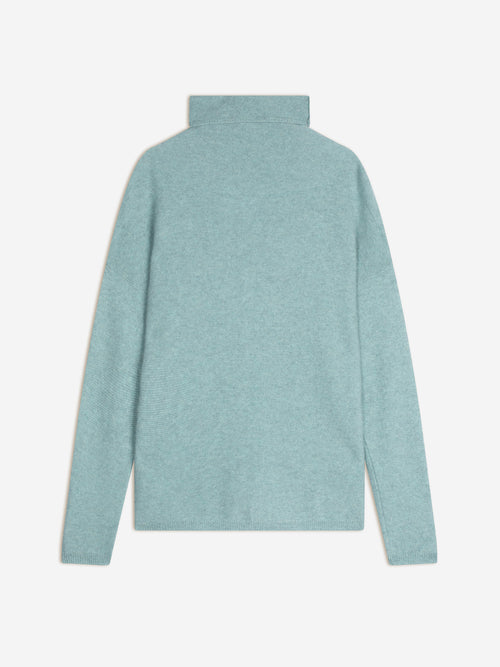 BLANTYRE pull col roulé aqua chiné