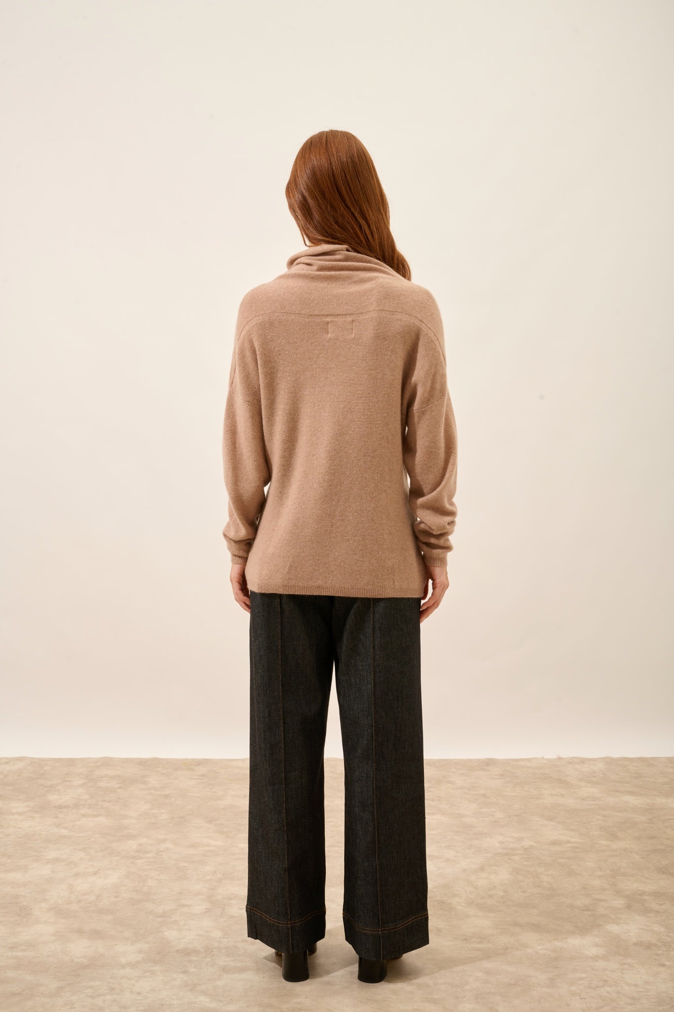 BLANTYRE pull col roulé camel chiné