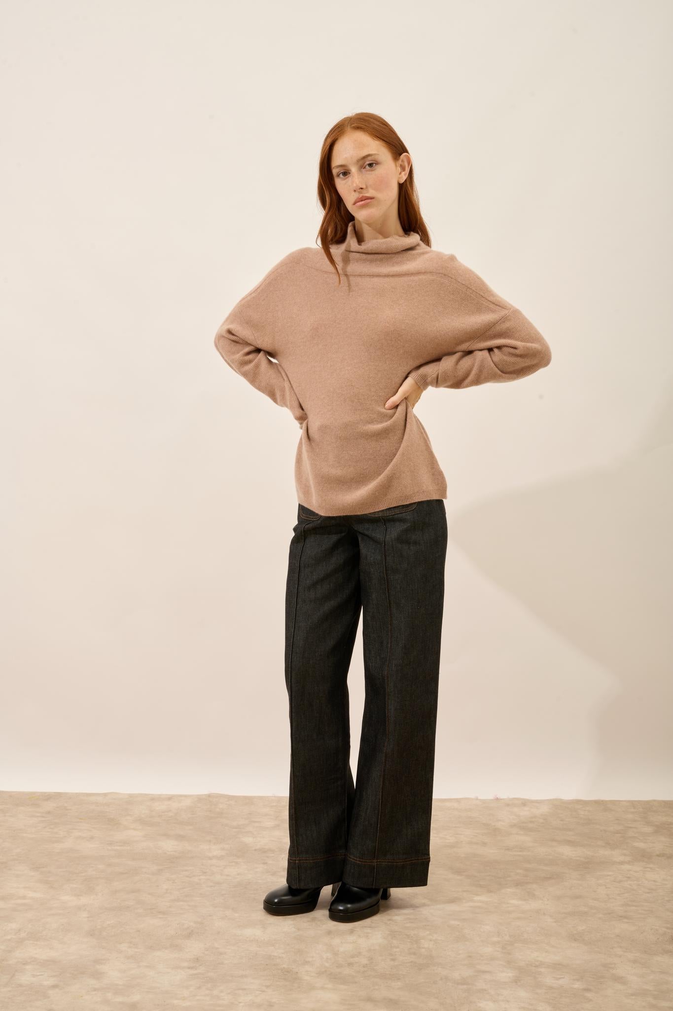 BLANTYRE turtleneck sweater camel mottled