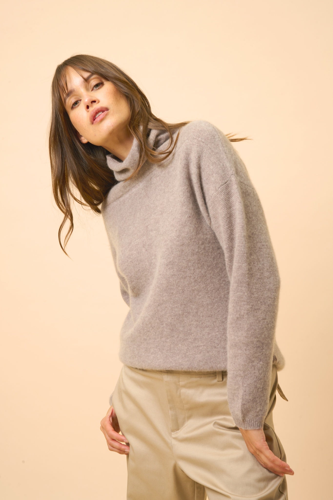 BLANTYRE pull col roulé caribou chiné