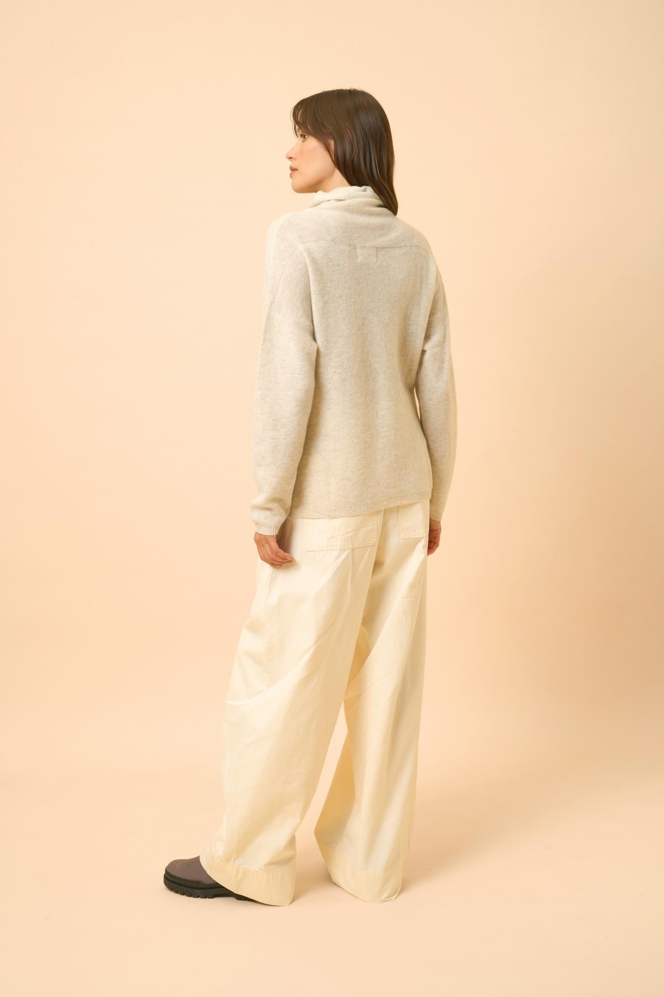 BLANTYRE pull col roulé gris perle chiné