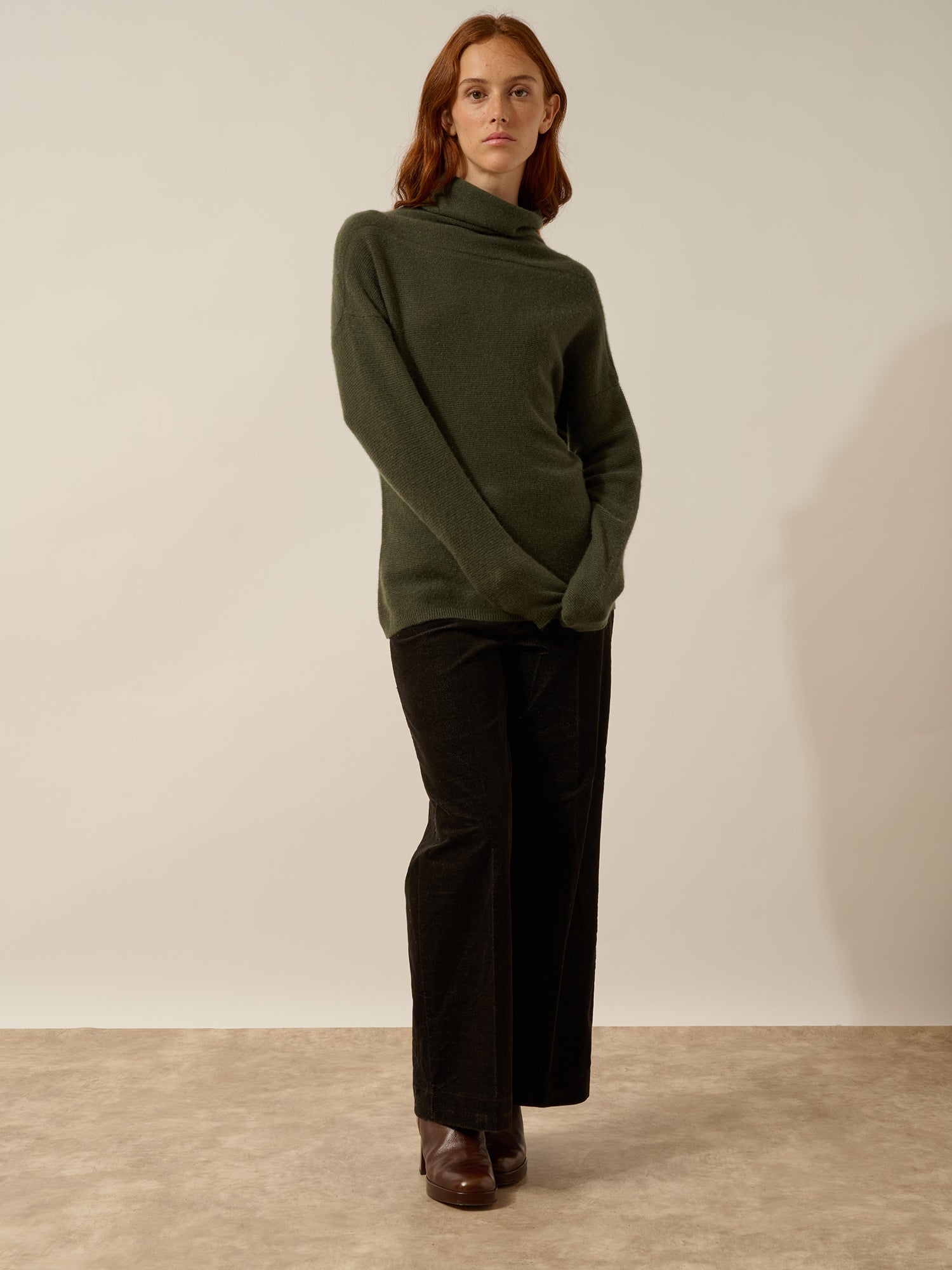 BLANTYRE khaki turtleneck sweater