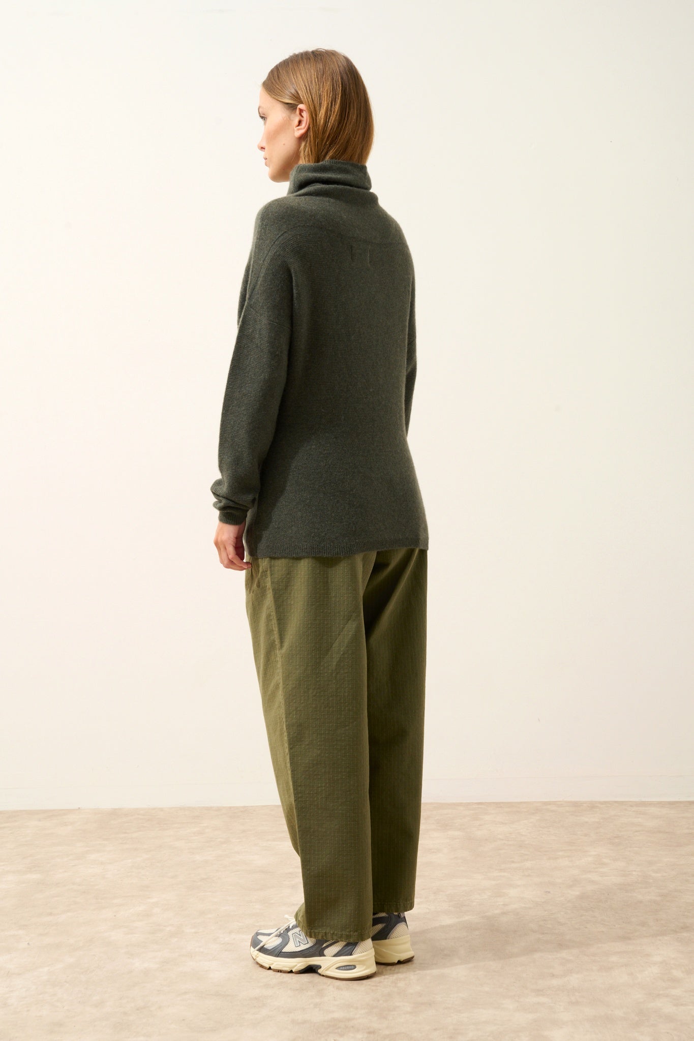 BLANTYRE khaki mottled turtleneck sweater