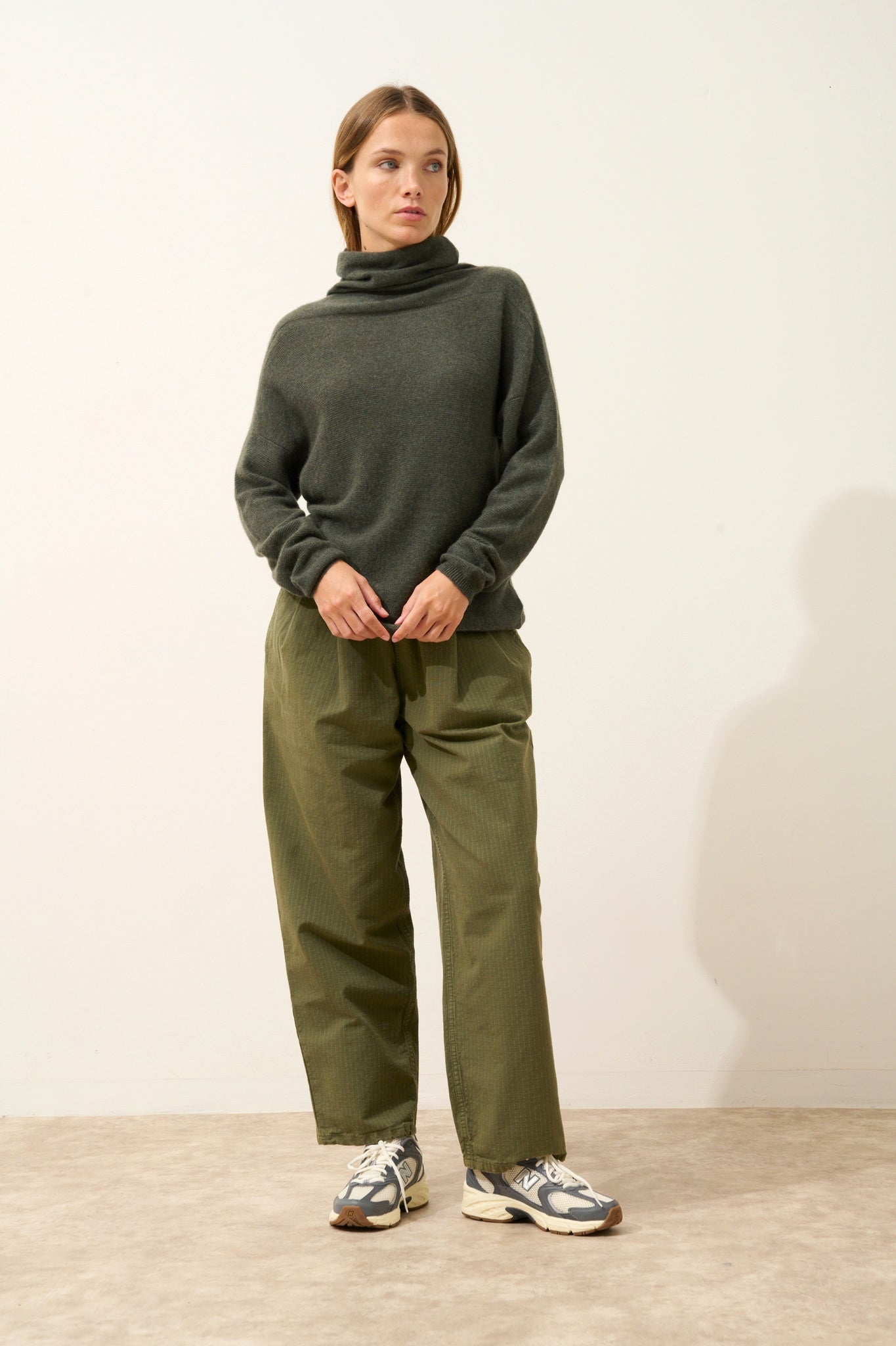 BLANTYRE khaki mottled turtleneck sweater