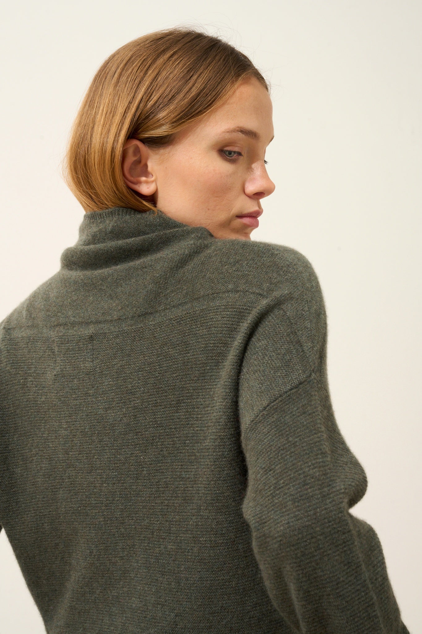 BLANTYRE khaki mottled turtleneck sweater
