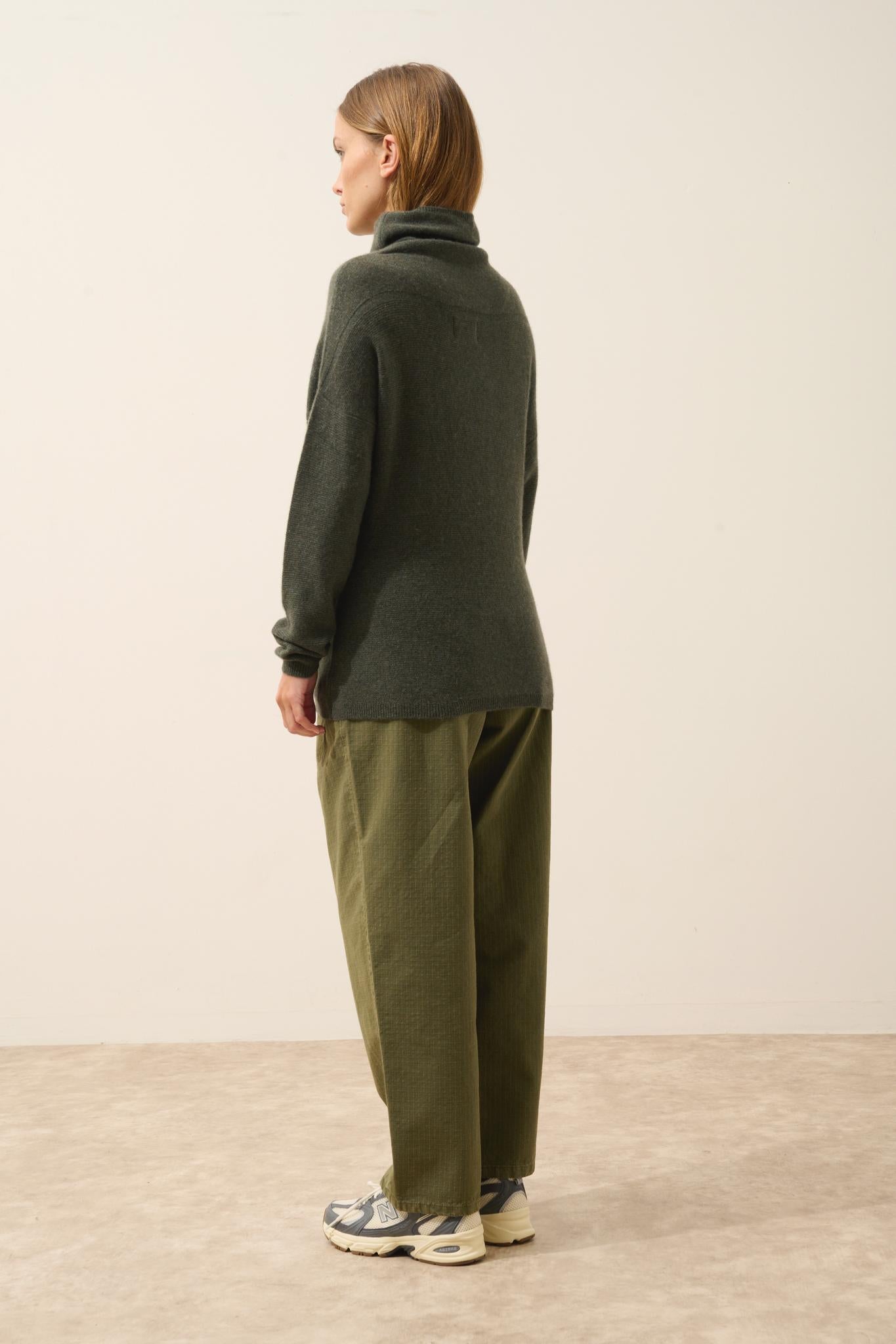 BLANTYRE pull col roulé kaki chiné