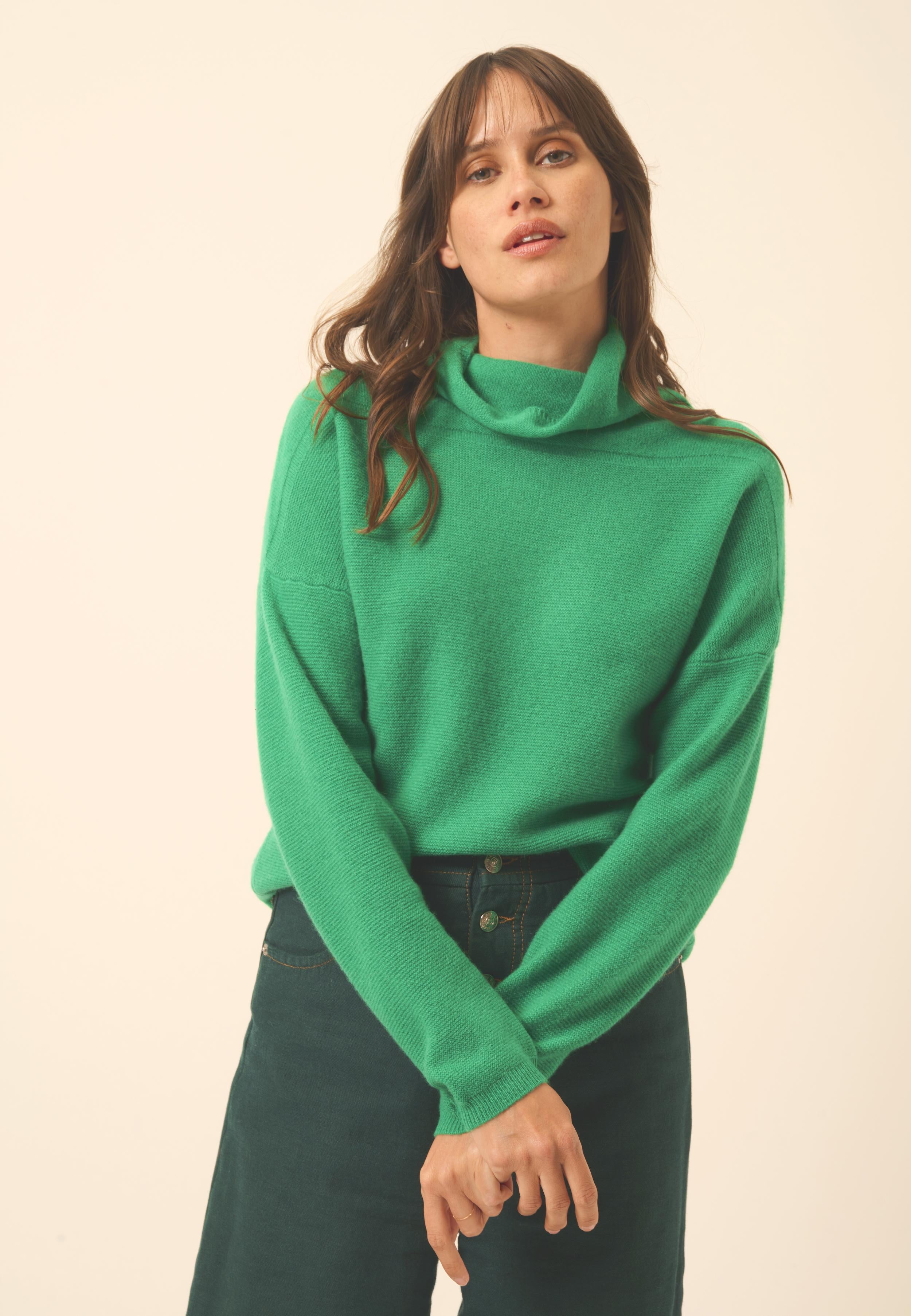 BLANTYRE mint turtleneck sweater 100% cashmere