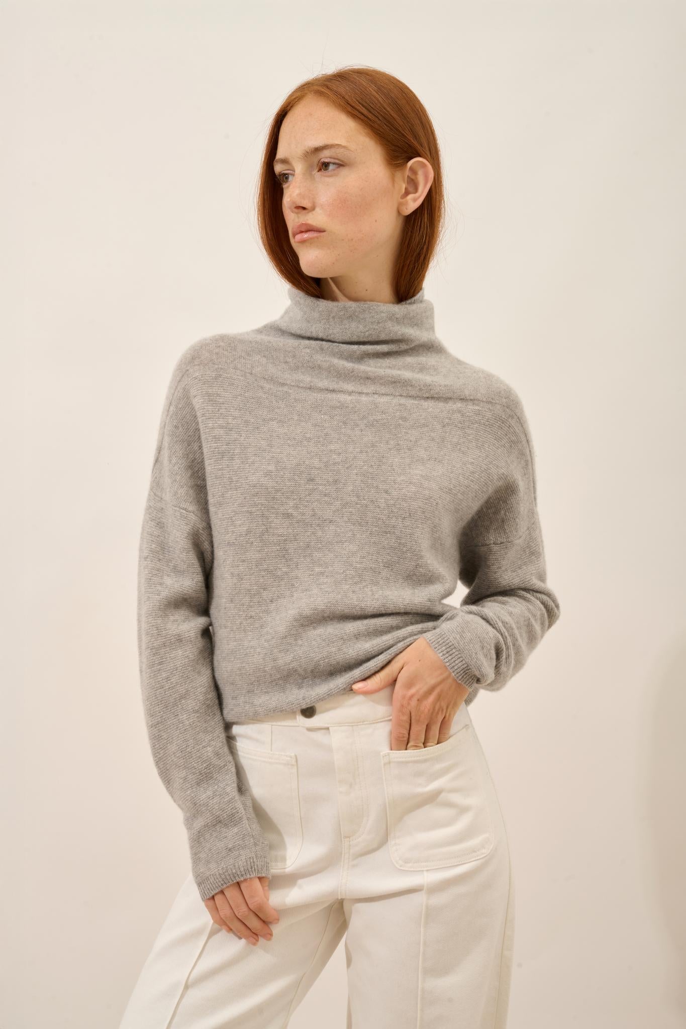 BLANTYRE pull col roulé nuage chiné