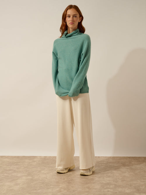 BLANTYRE pull col roulé vert chiné