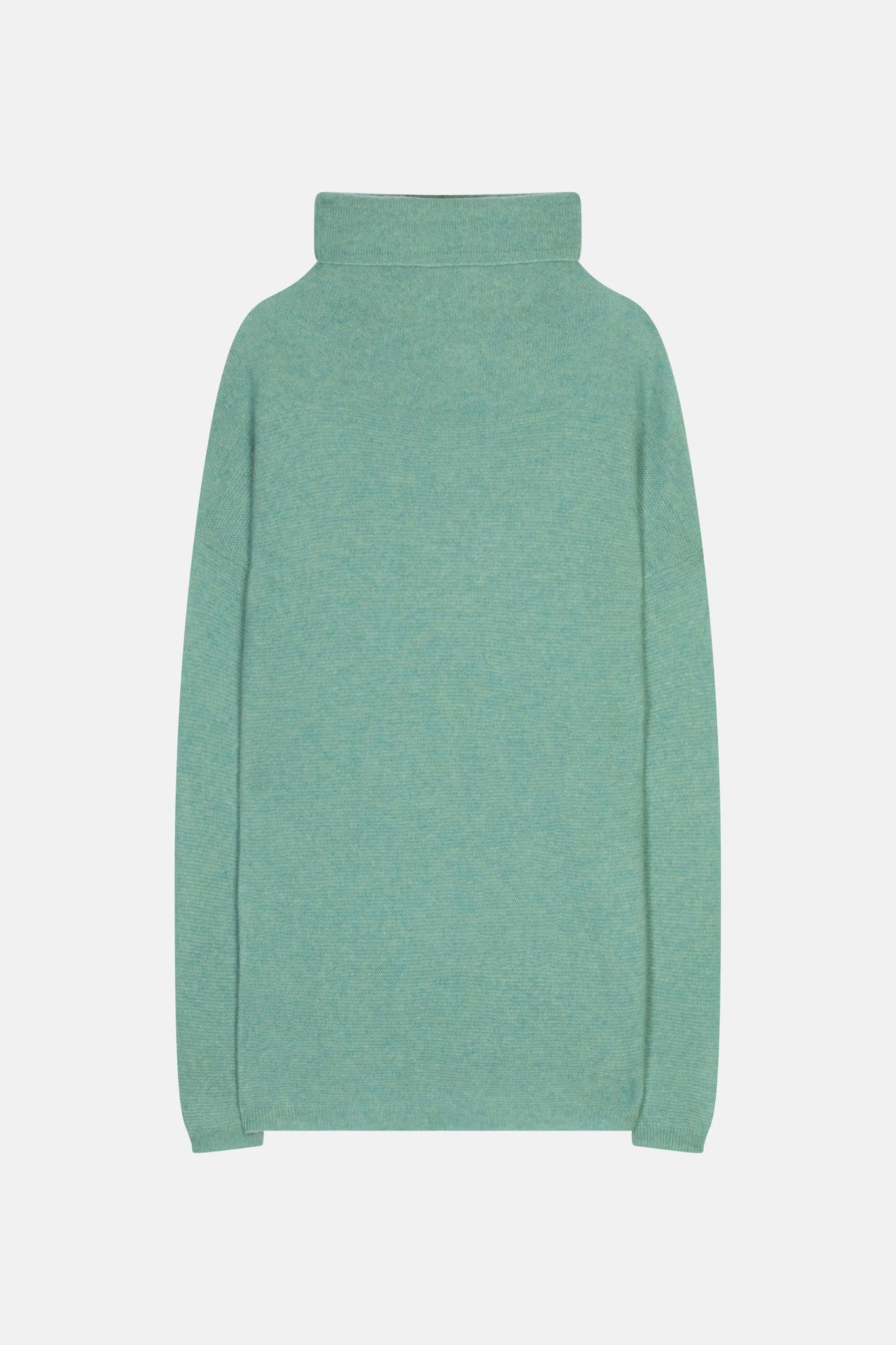 BLANTYRE pull col roulé vert chiné
