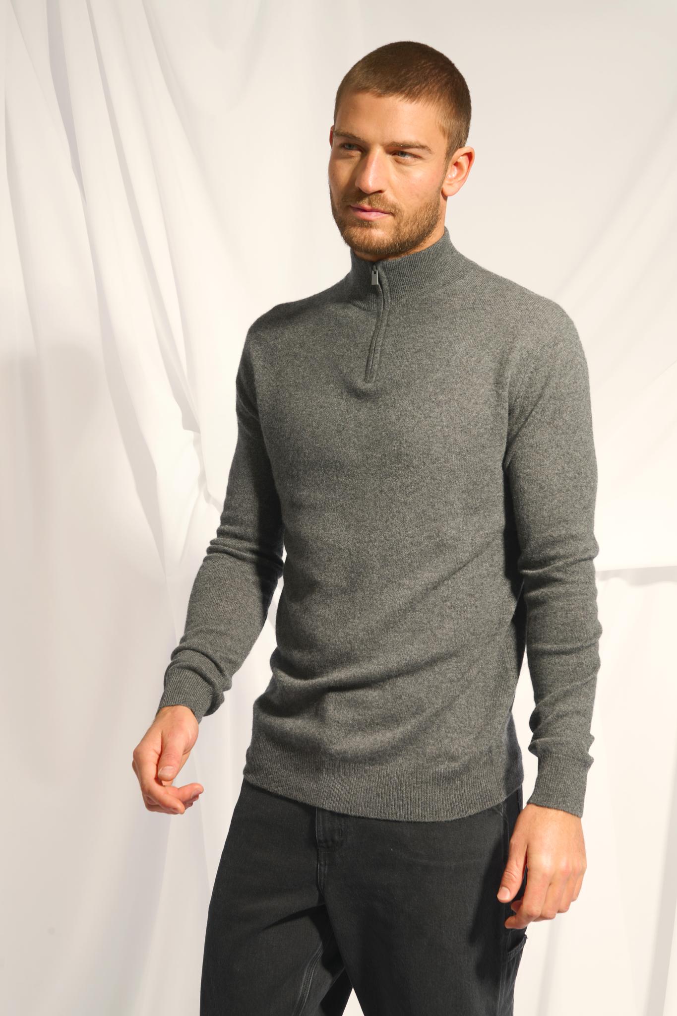 BRADLEY pull col camionneur anthracite chiné