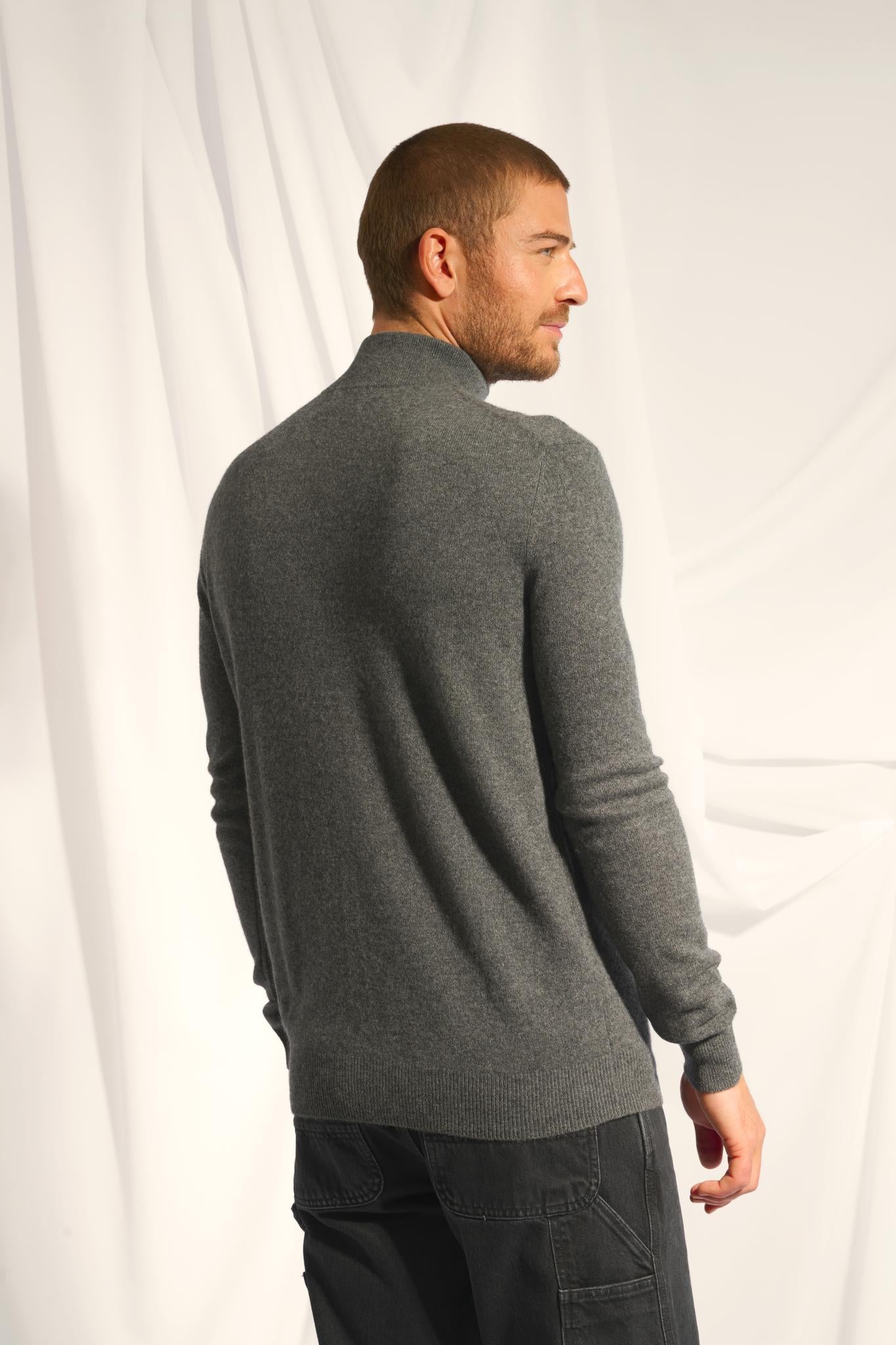 BRADLEY pull col camionneur anthracite chiné
