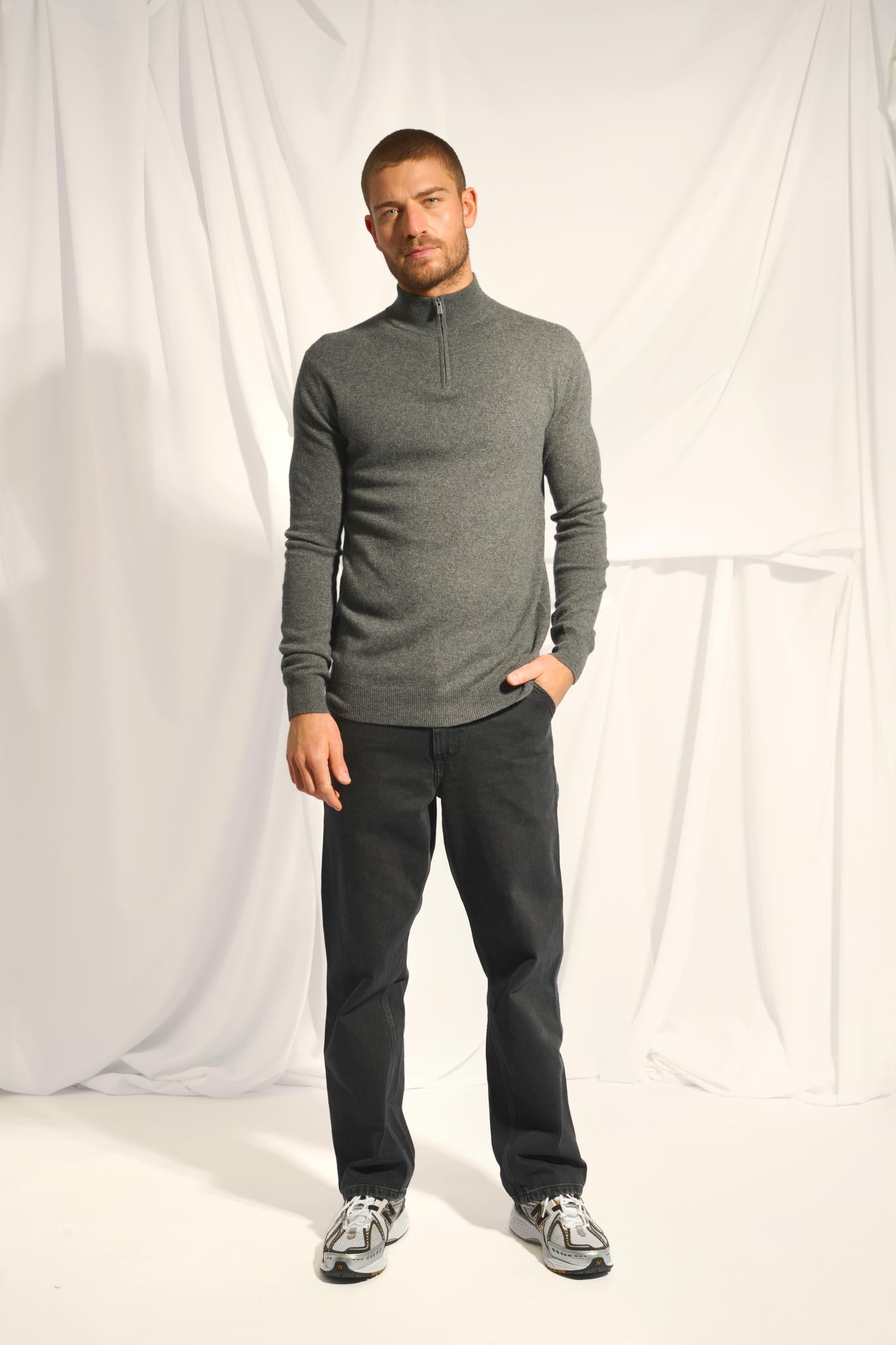 BRADLEY pull col camionneur anthracite chiné