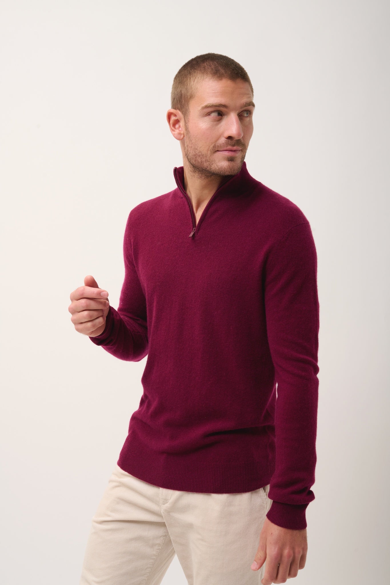 BRADLEY burgundy trucker collar sweater