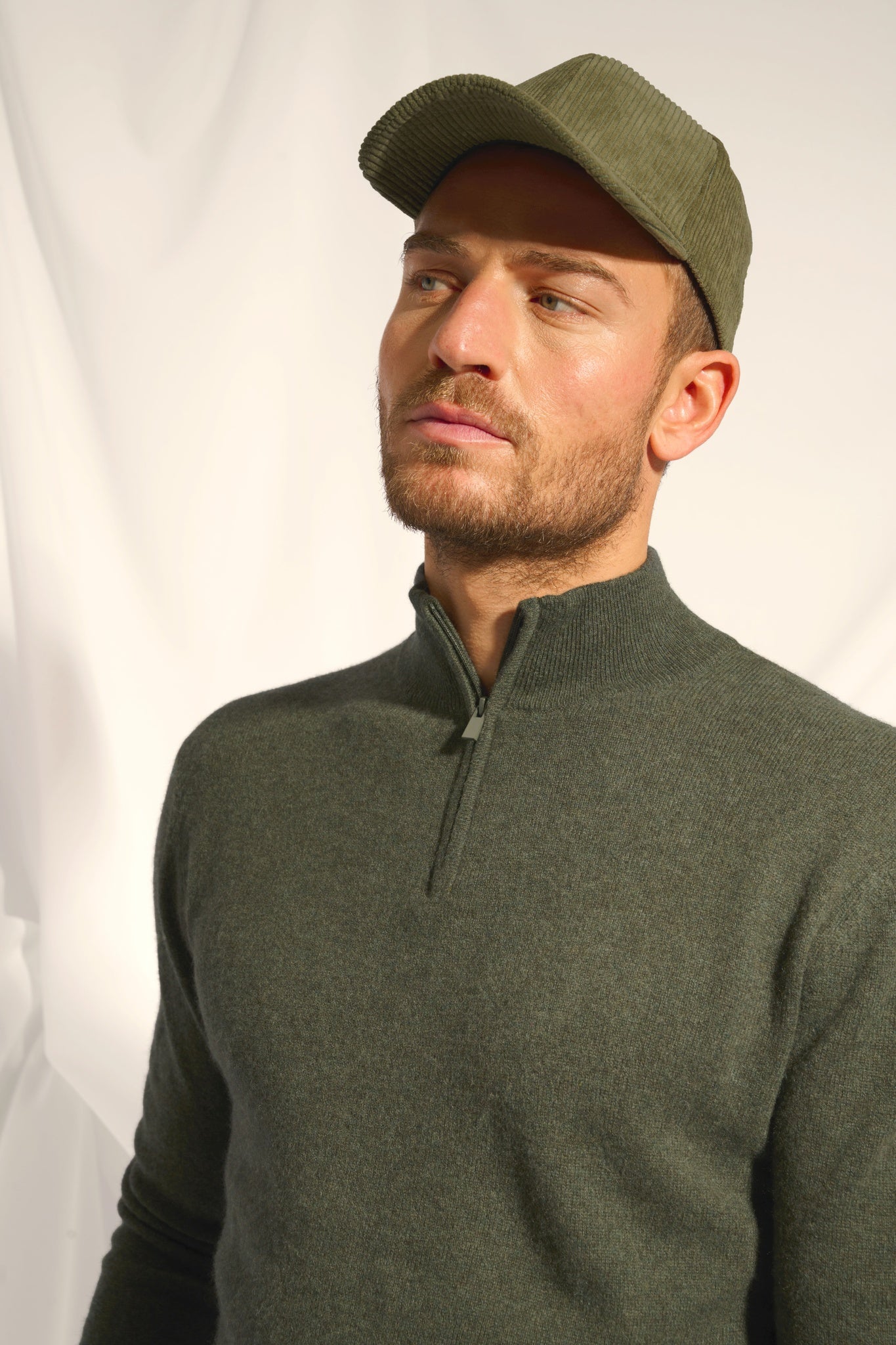 BRADLEY pull col camionneur kaki chiné