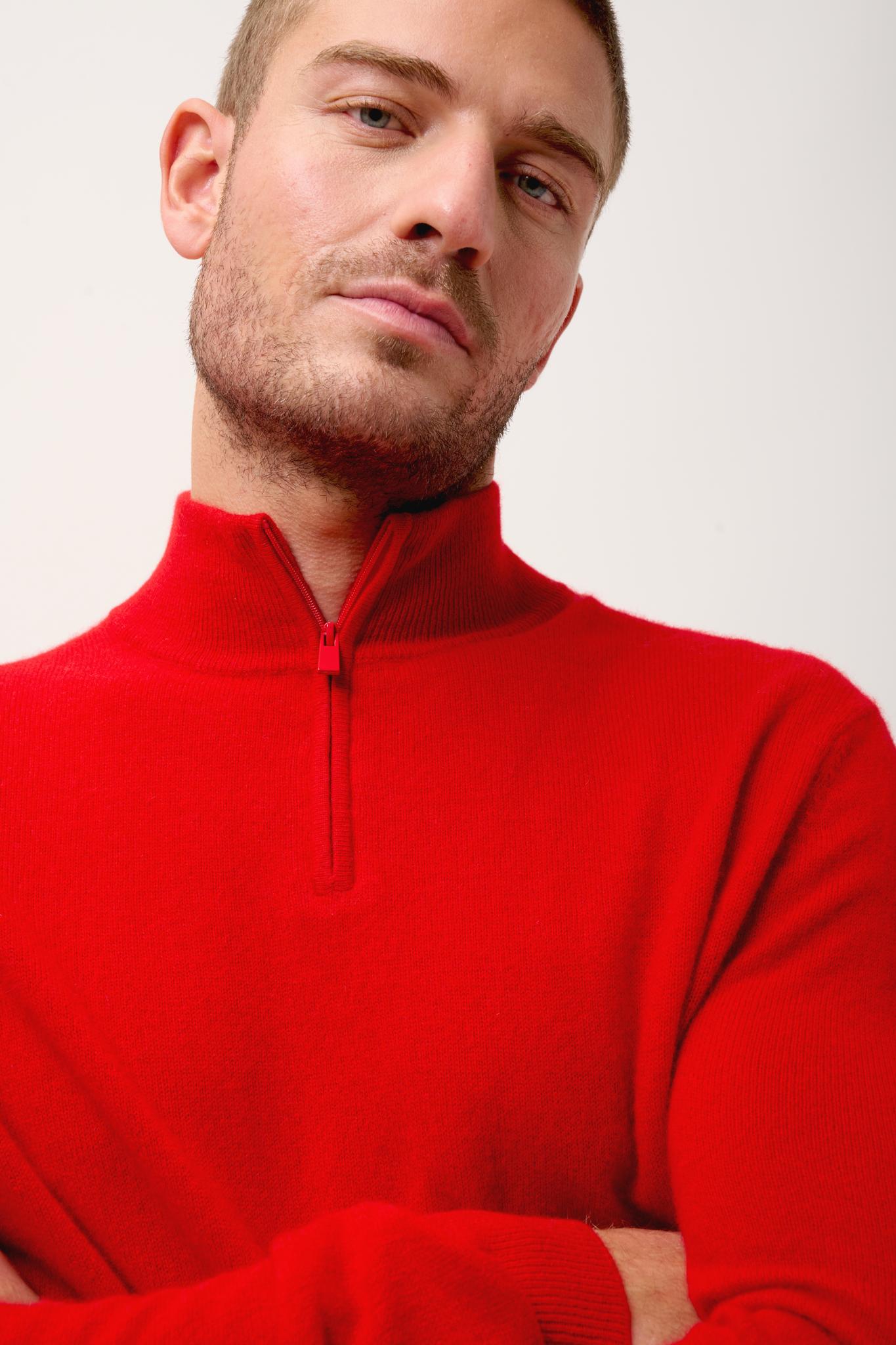 BRADLEY pull col camionneur rouge