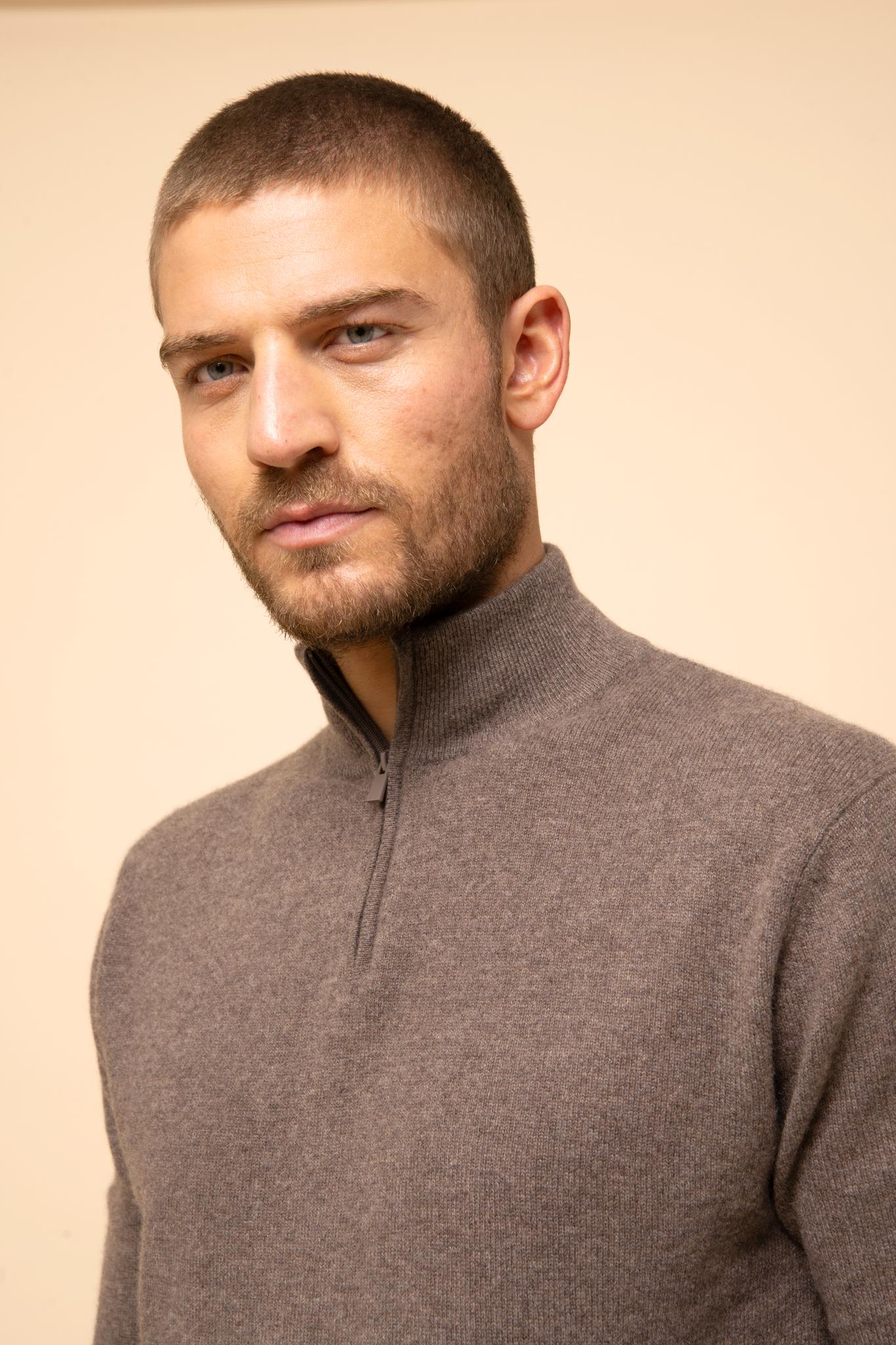 BRADLEY pull col camionneur taupe chiné