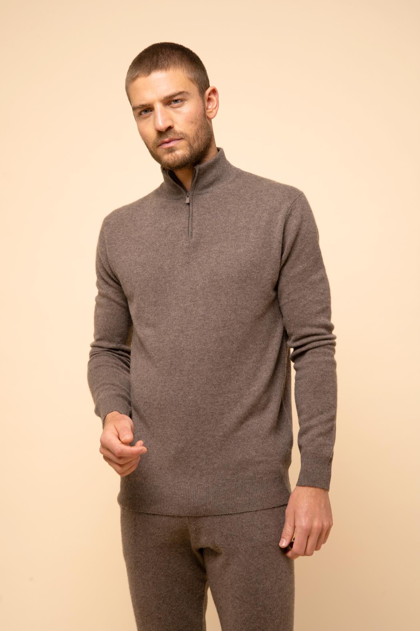 BRADLEY pull col camionneur taupe chiné