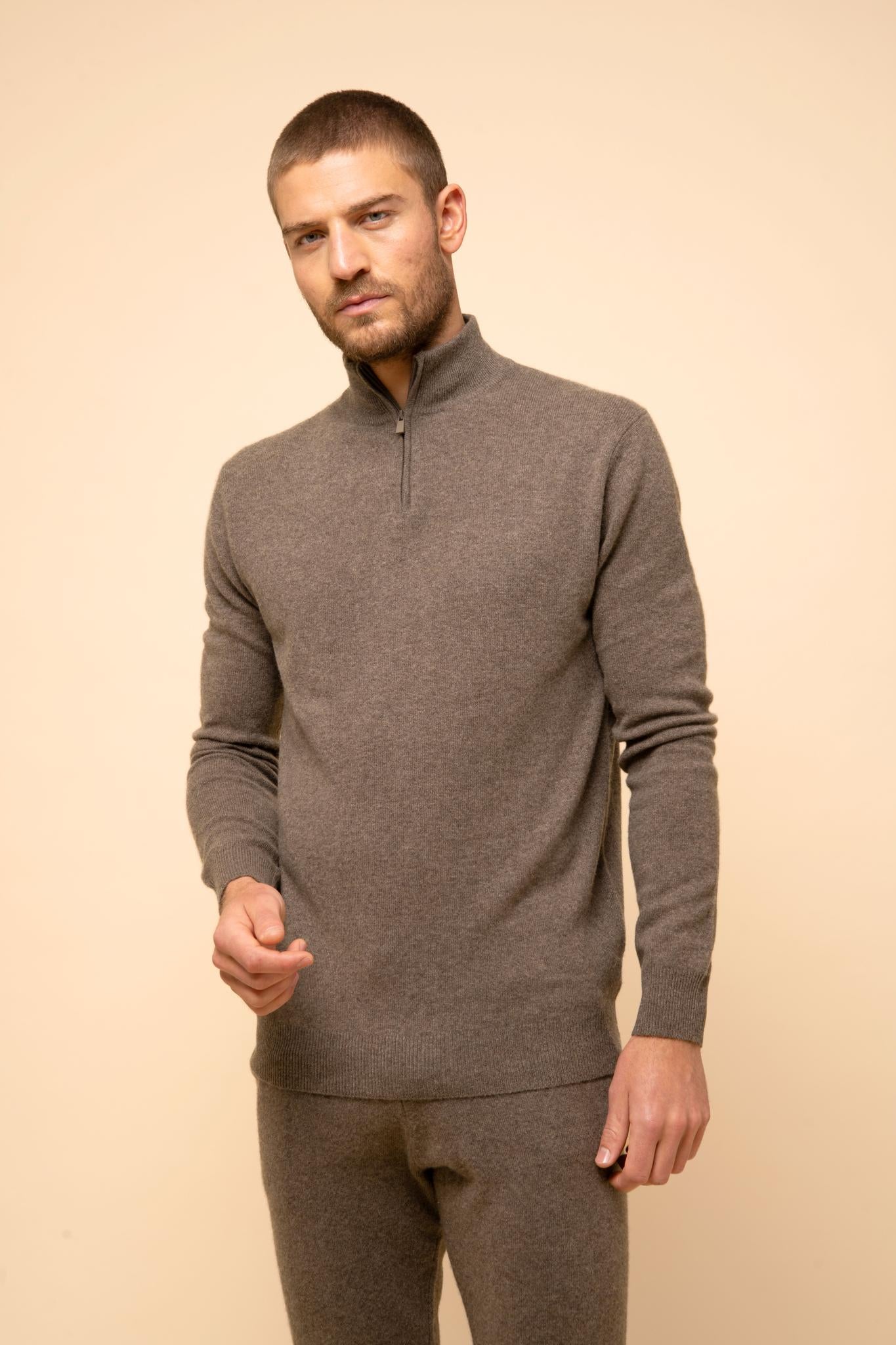 BRADLEY pull col camionneur taupe chiné