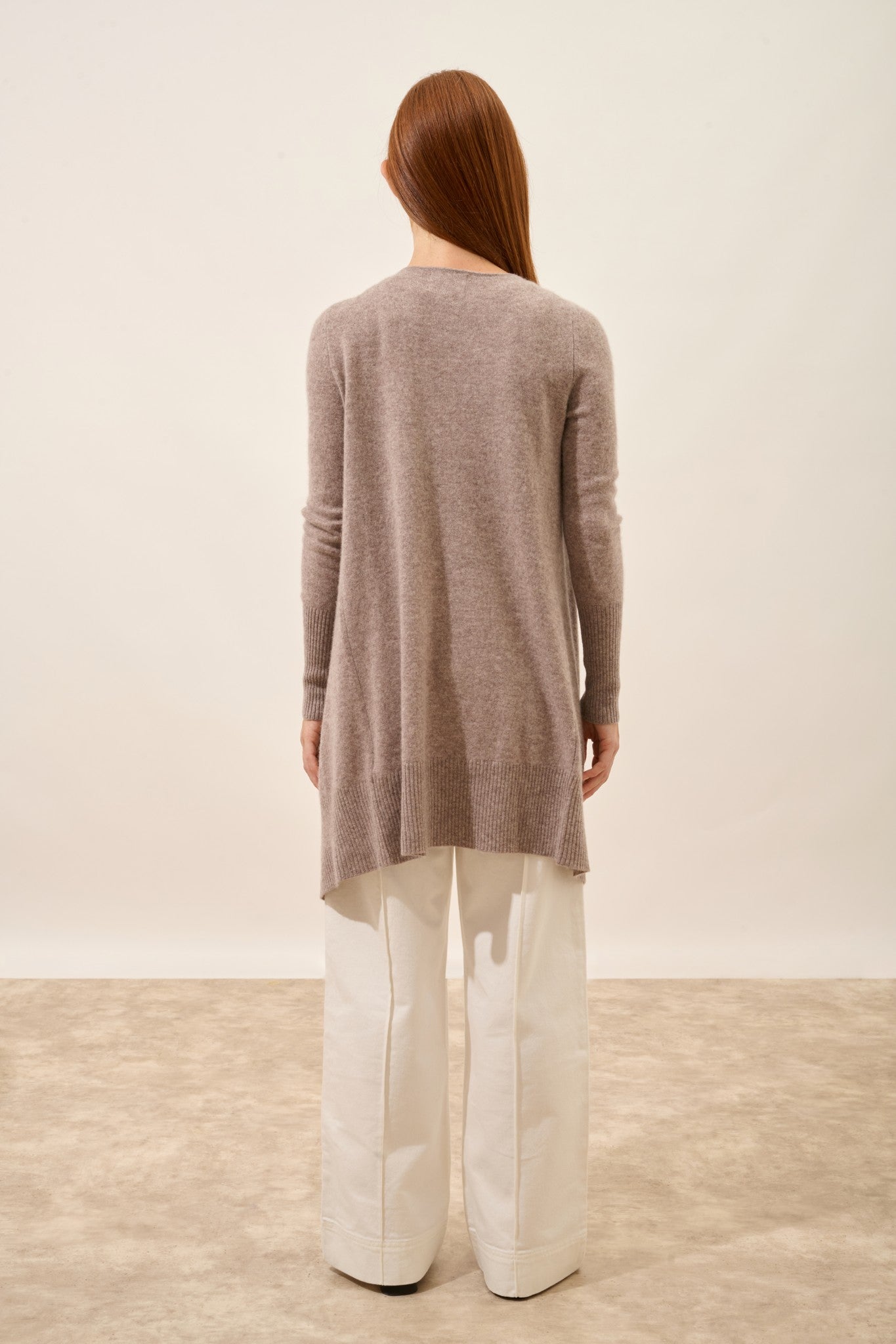 brooke veste longue caribou chiné 100% cachemire