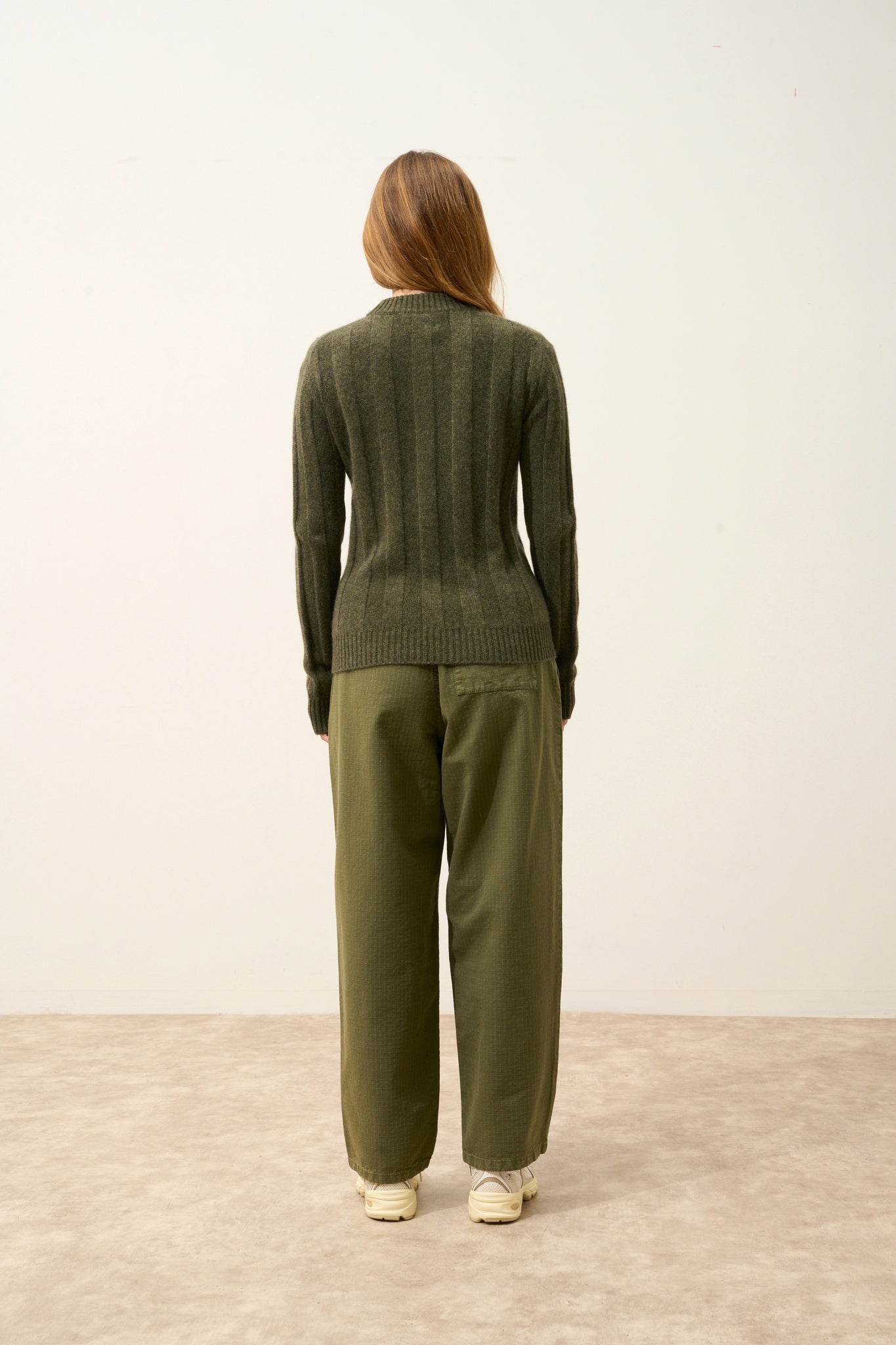 CALINDRA round neck sweater, 4-ply army heather