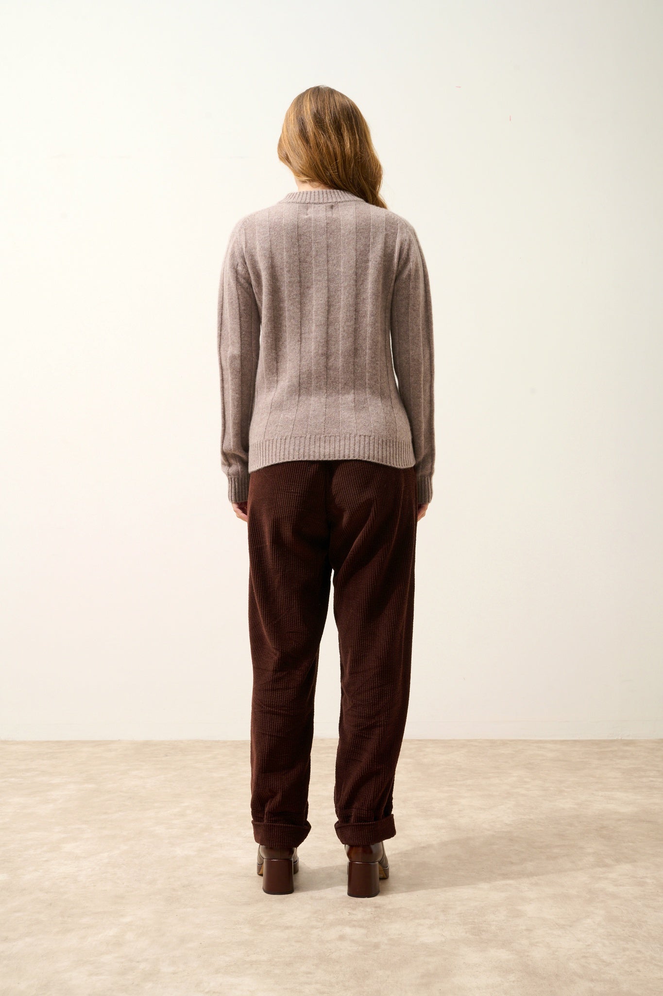 CALINDRA pull col rond 4 fils caribou chiné