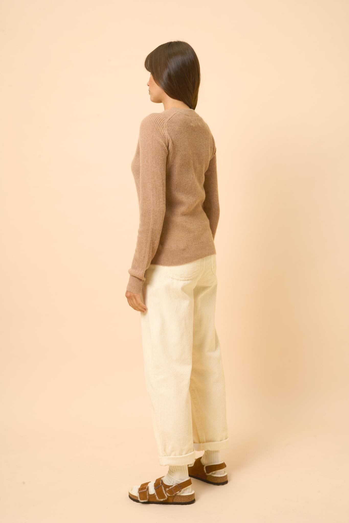 CALLIE pull col rond camel chiné