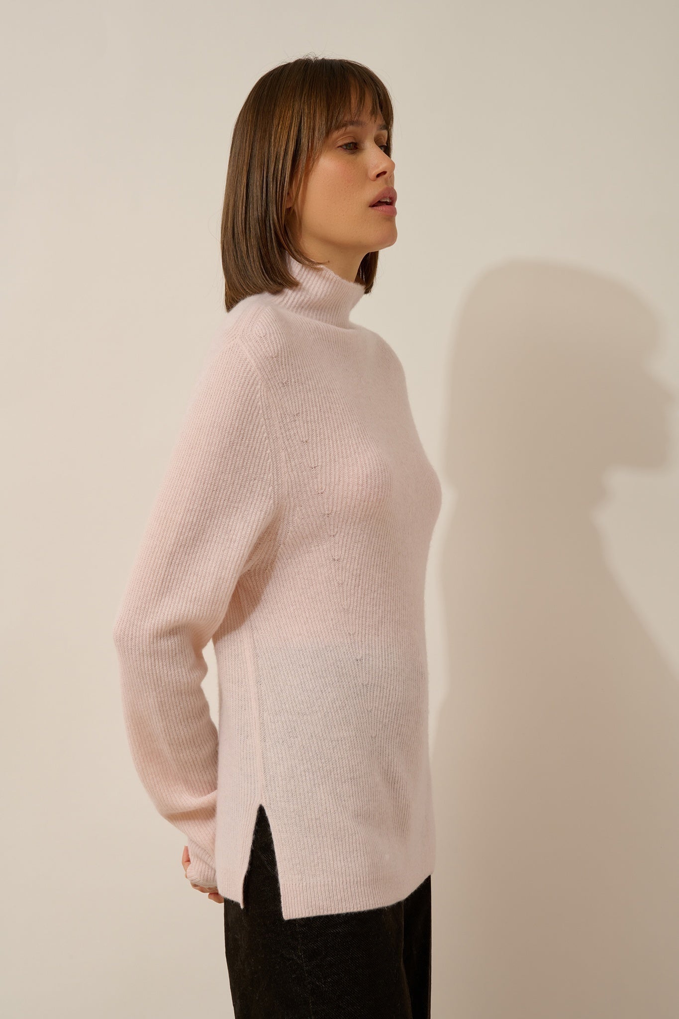 CAMILA baby pink turtleneck sweater
