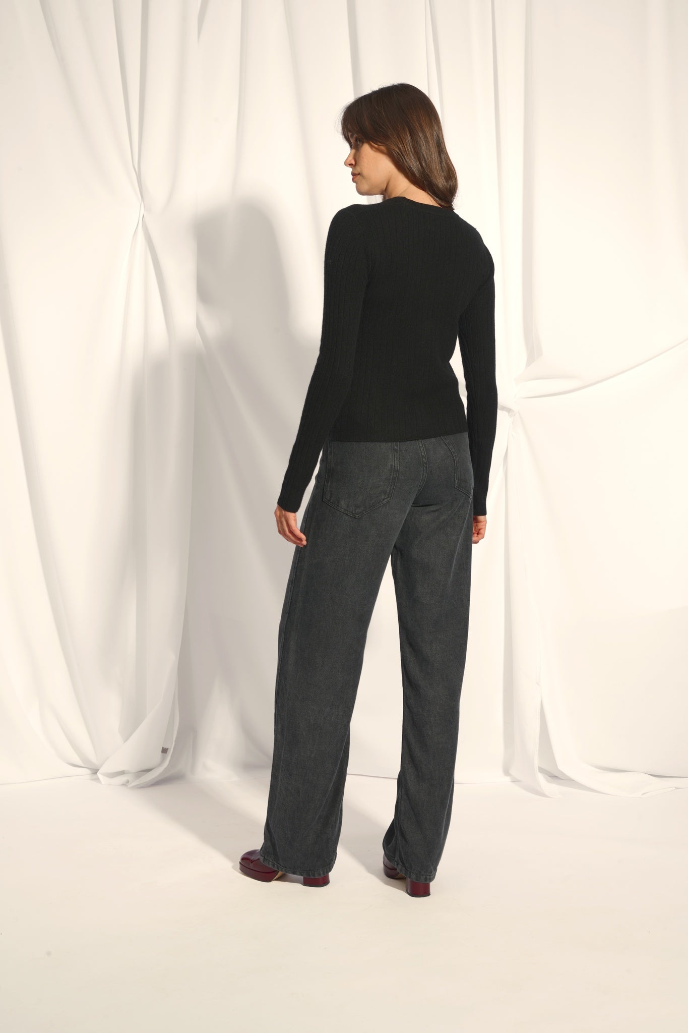 CAMILLE cardigan col v noir