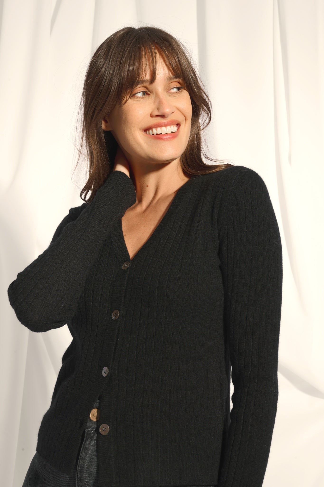 CAMILLE cardigan col v noir