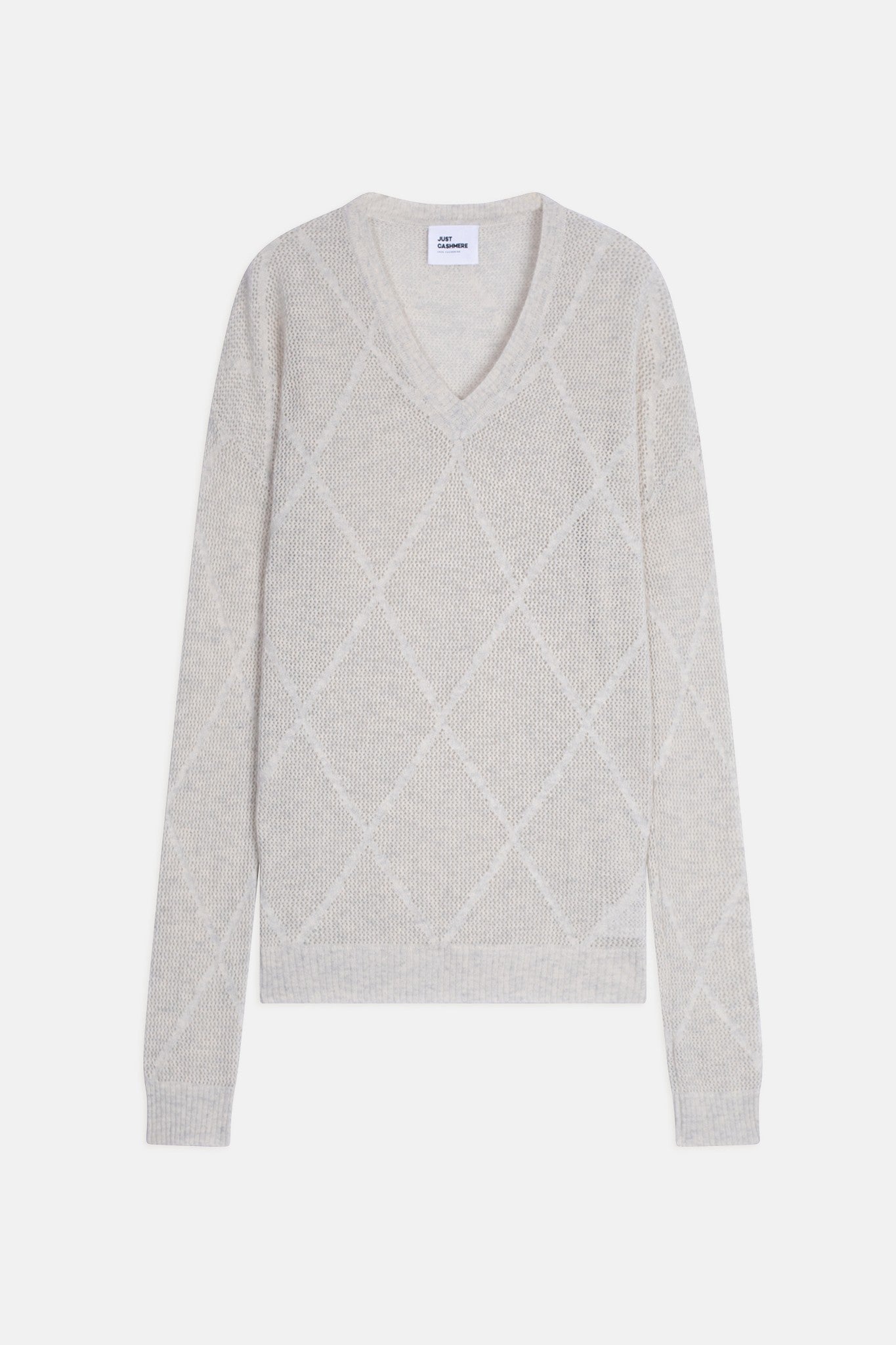 capucine pull col v gris perle chiné