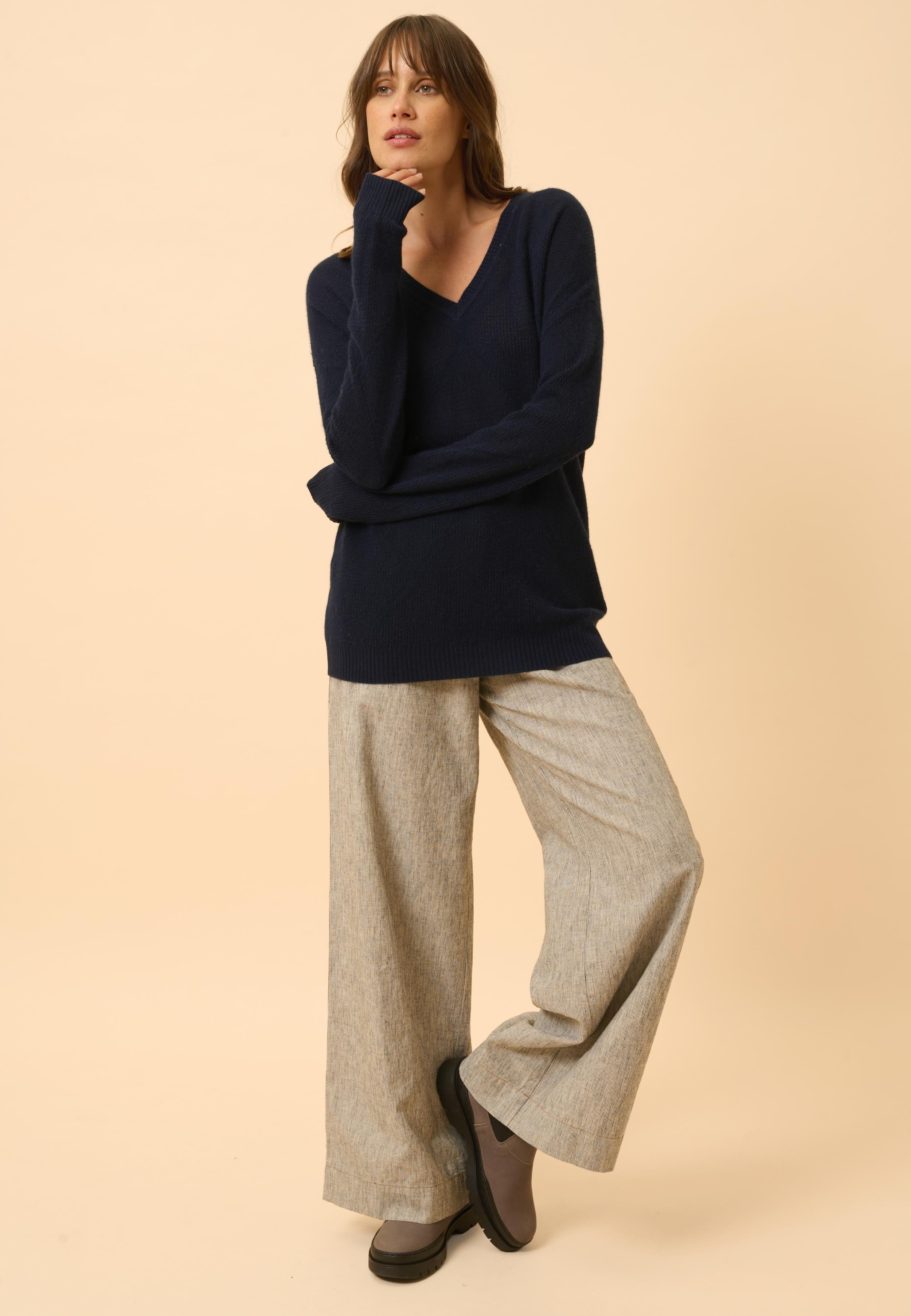 CAPUCINE pull col v navy