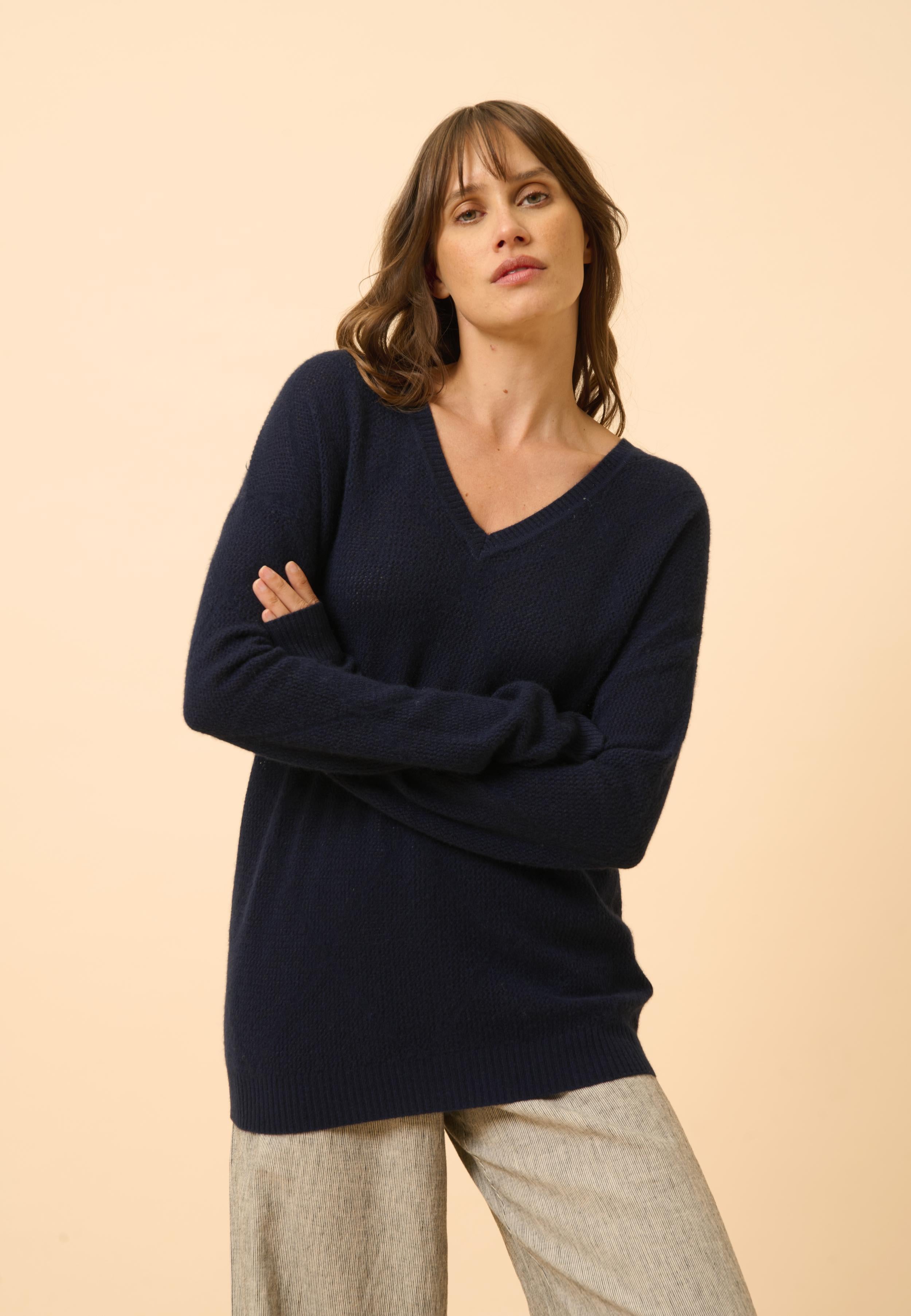 CAPUCINE pull col v navy