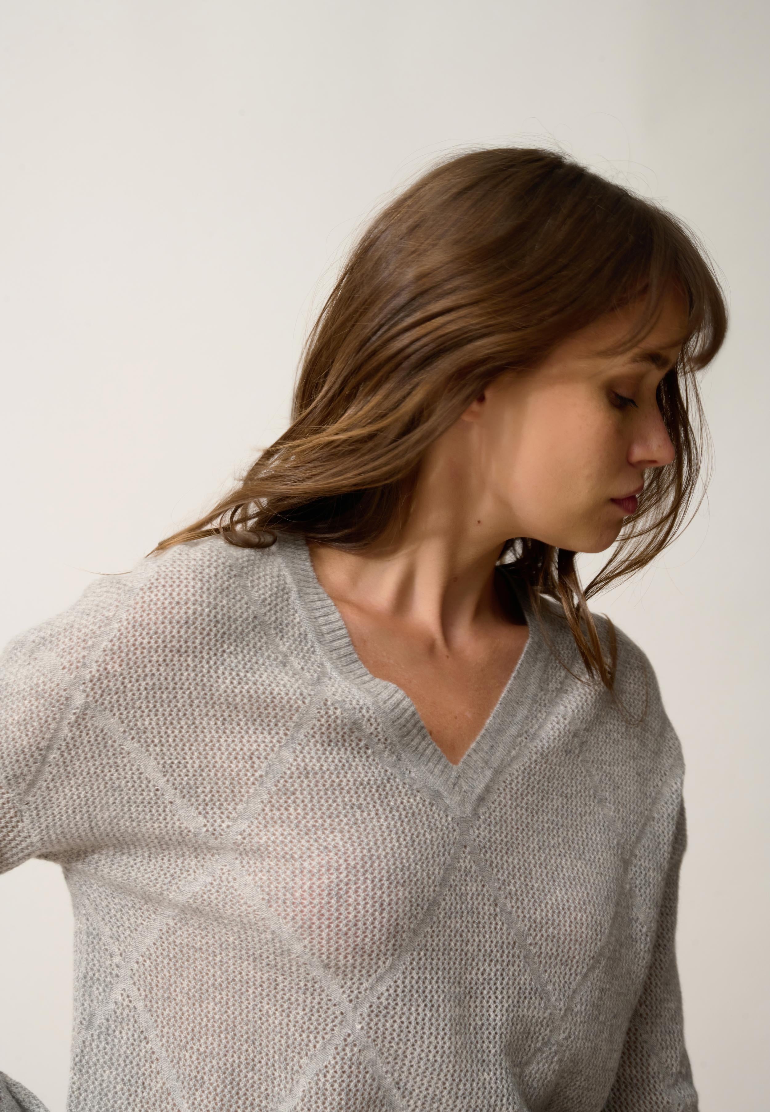 CAPUCINE pull col v nuage chiné